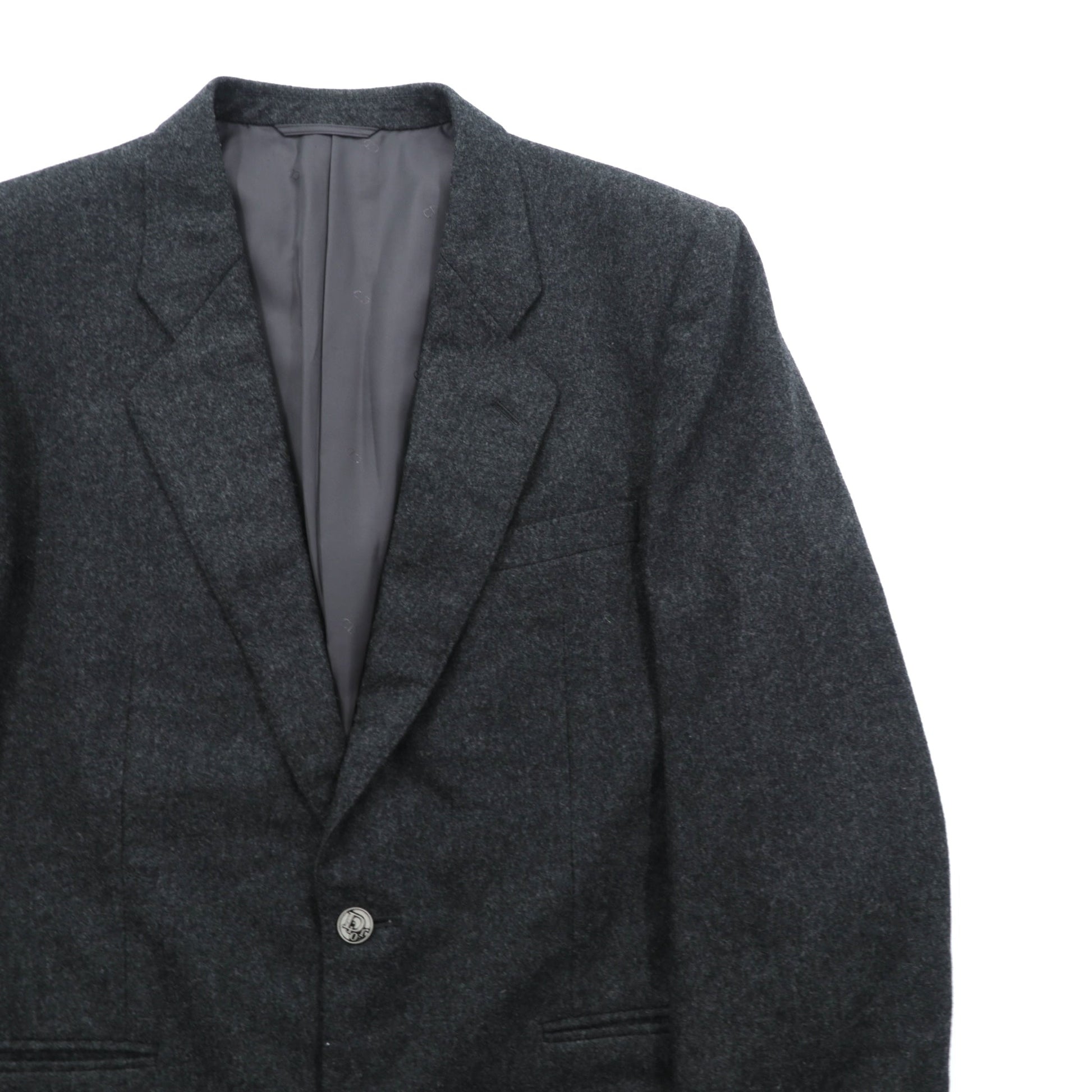 Christian Dior 80年代 日本製 ヴィンテージ ブレザー 2B テーラードジャケット ブレザー XL グレー ウール メタルボタン