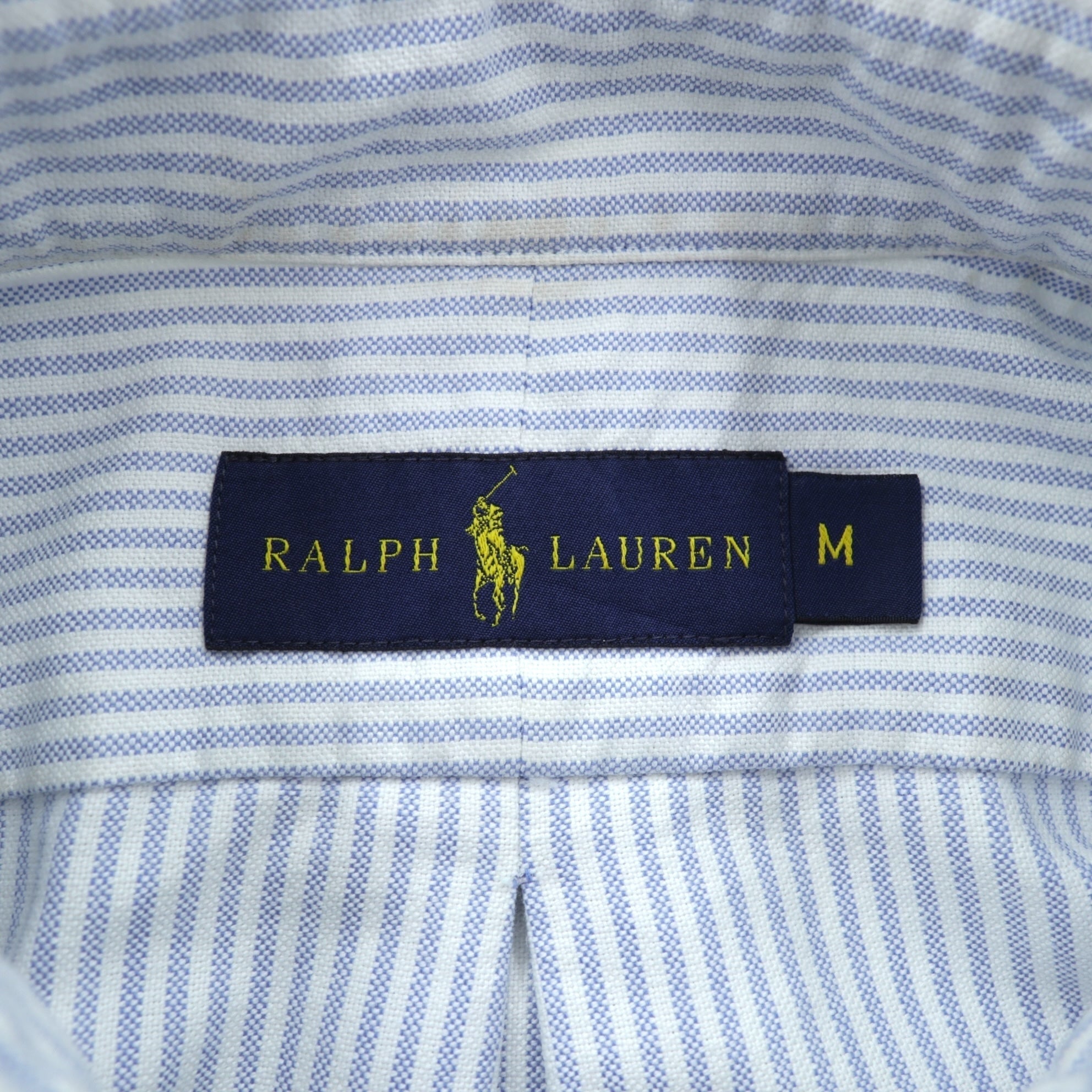 Ralph Lauren オックスフォード ボタンダウン シャツ M ブルー ストライプ スモールポニー刺繍