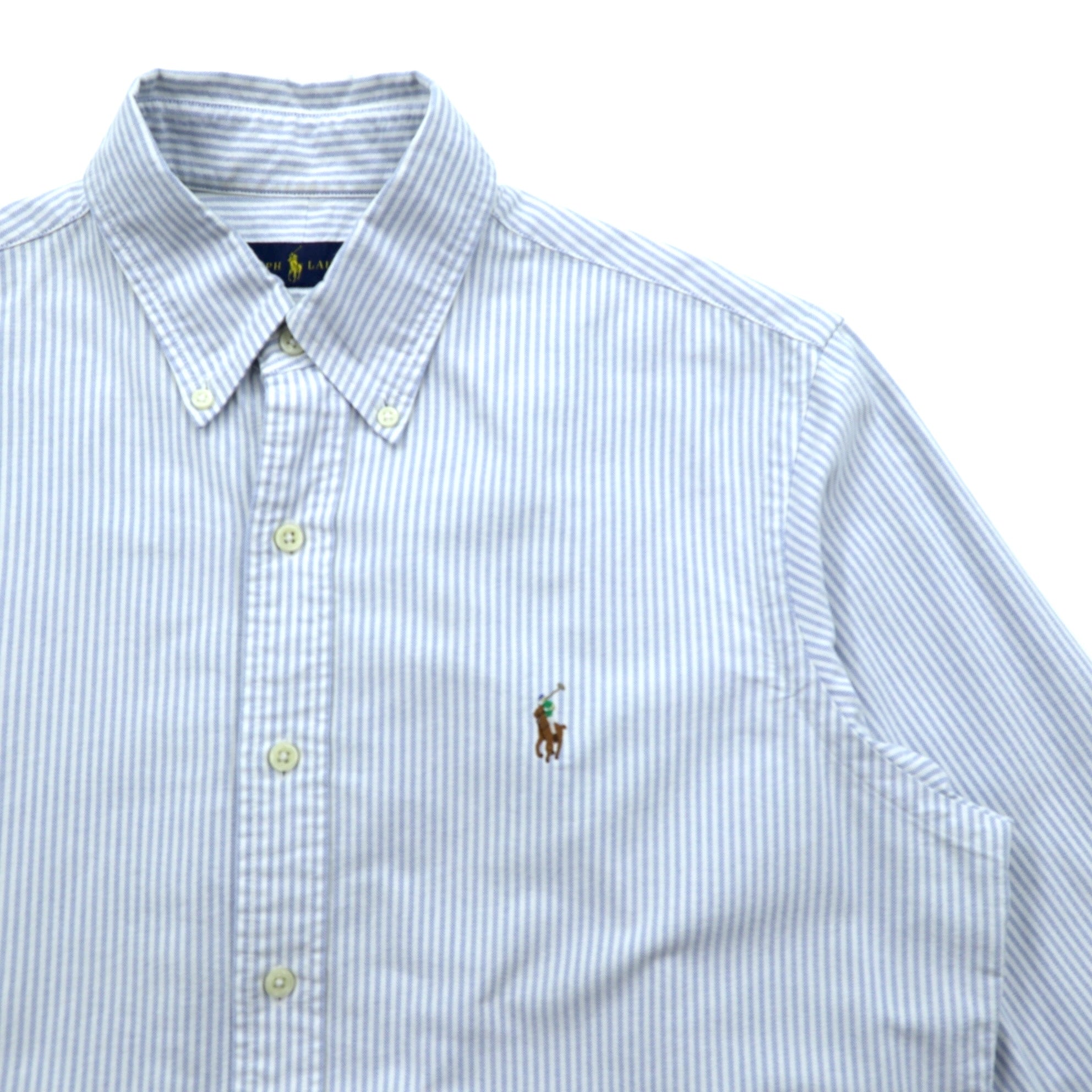 Ralph Lauren オックスフォード ボタンダウン シャツ M ブルー ストライプ スモールポニー刺繍