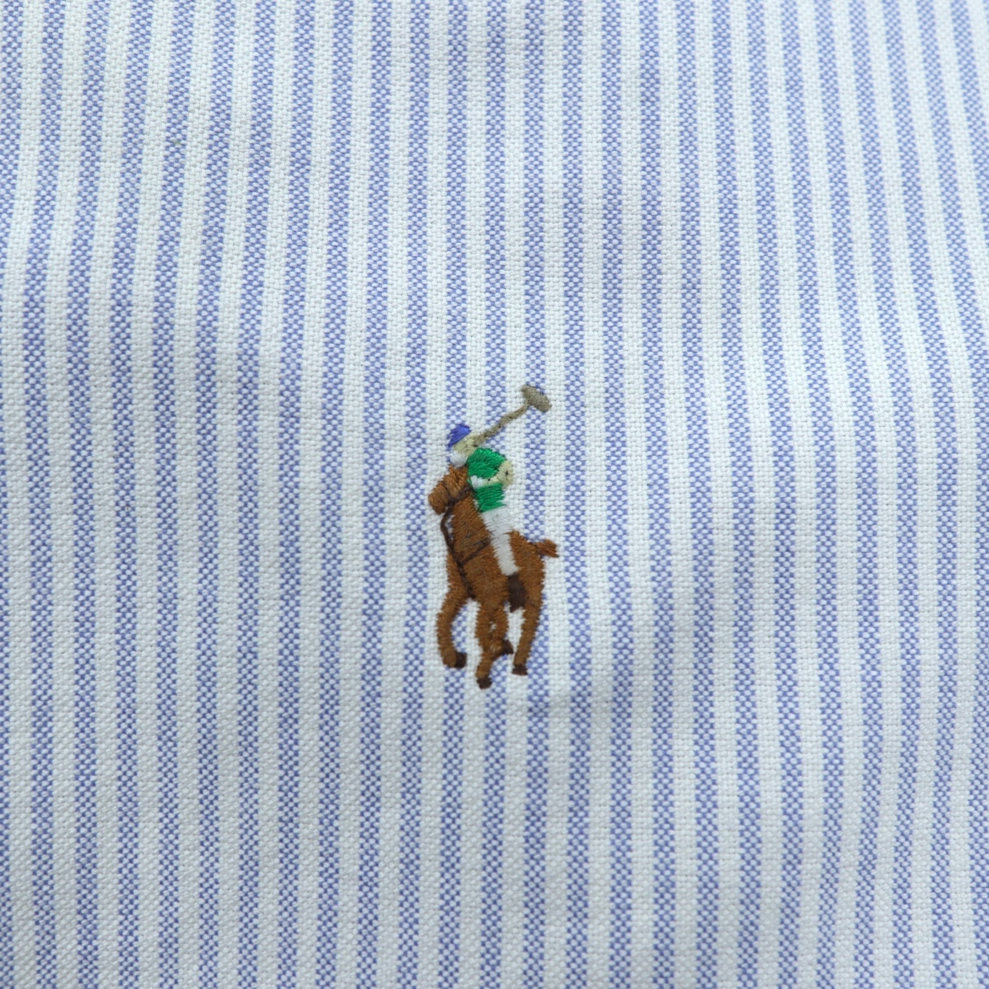 Ralph Lauren オックスフォード ボタンダウン シャツ M ブルー ストライプ スモールポニー刺繍