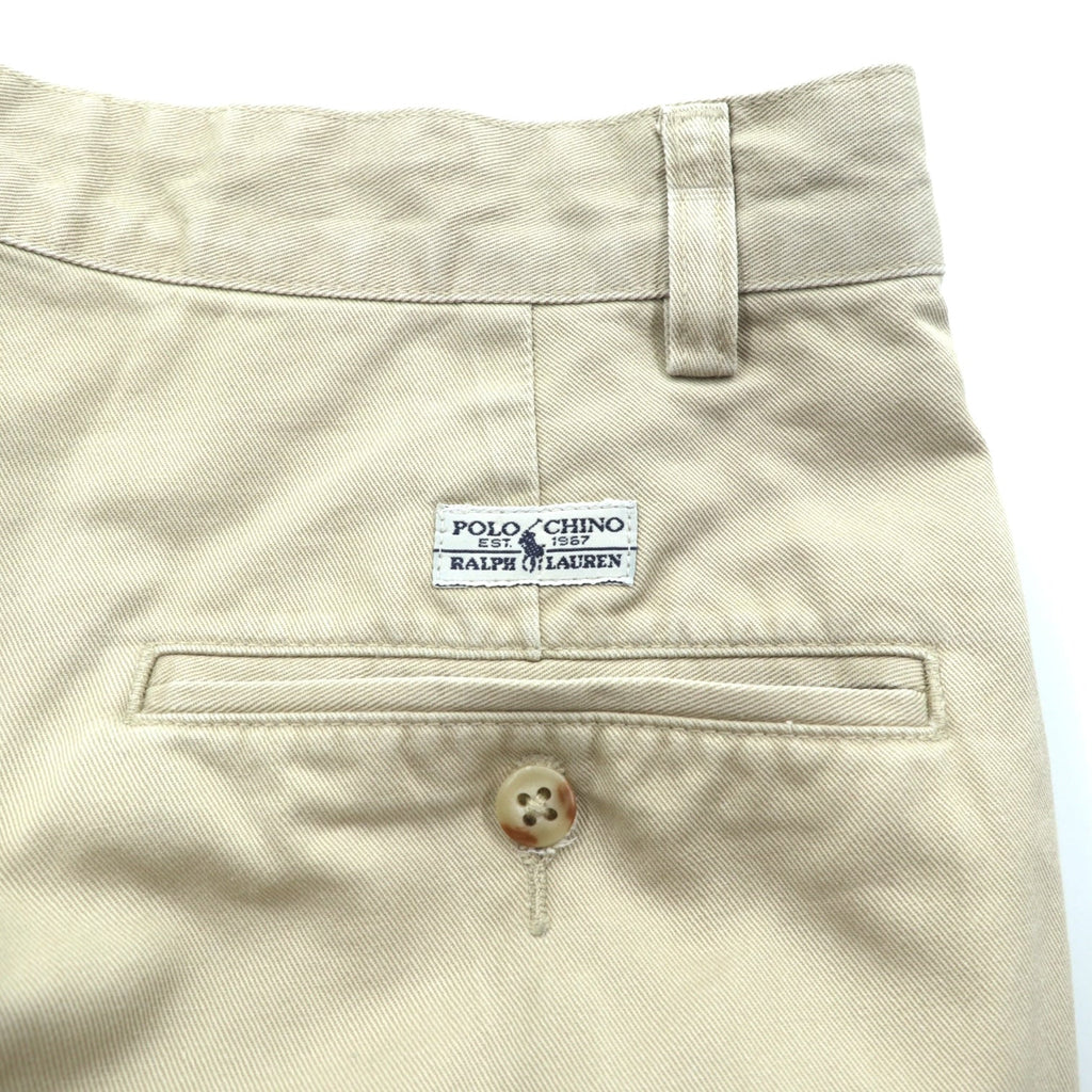 Polo Ralph Lauren 90年代 2タック ワイド チノパンツ スラックス M ベージュ ダブルカフス ポロチノ