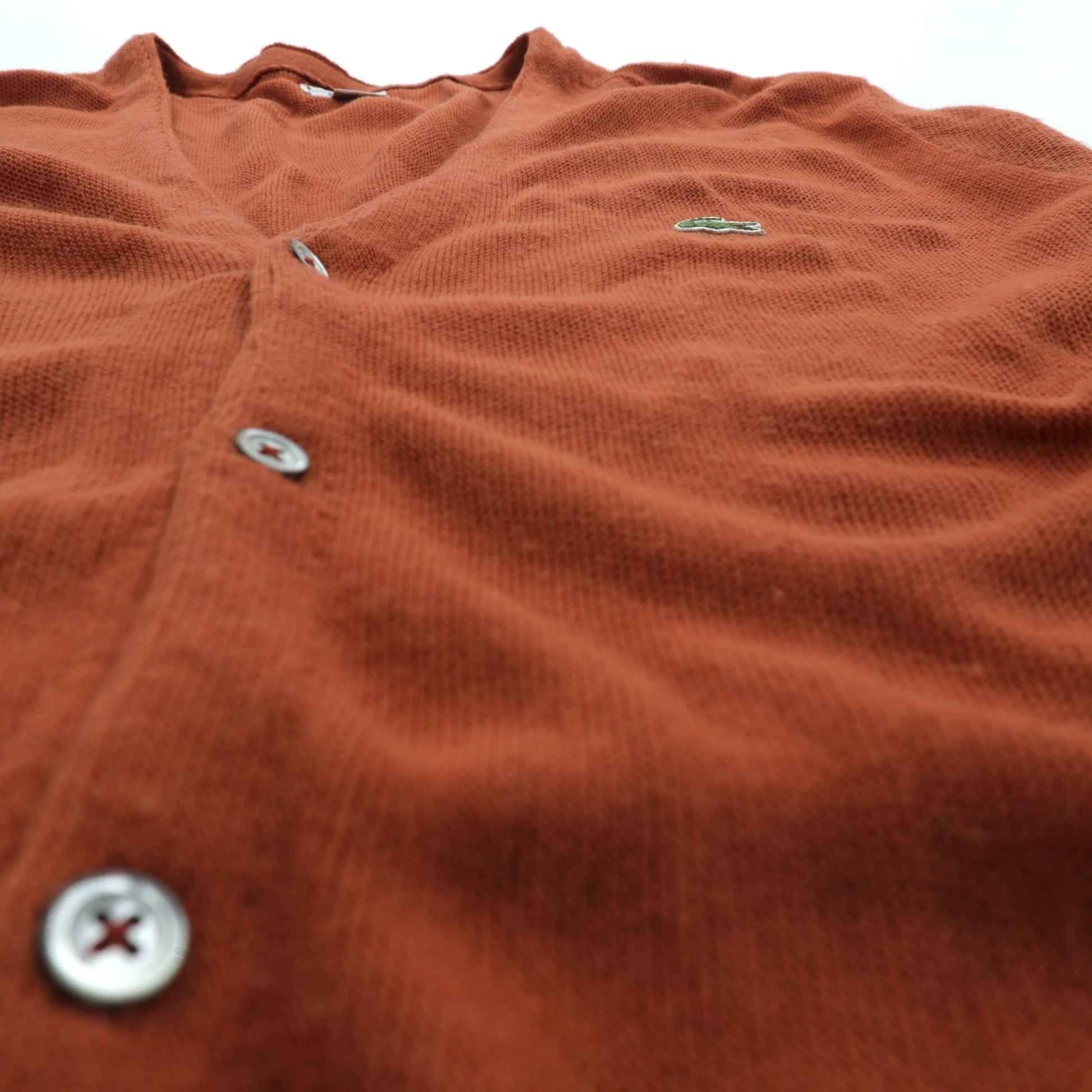 IZOD LACOSTE 80年代 USA製 ニット カーディガン L オレンジ アクリル ワンポイントロゴ