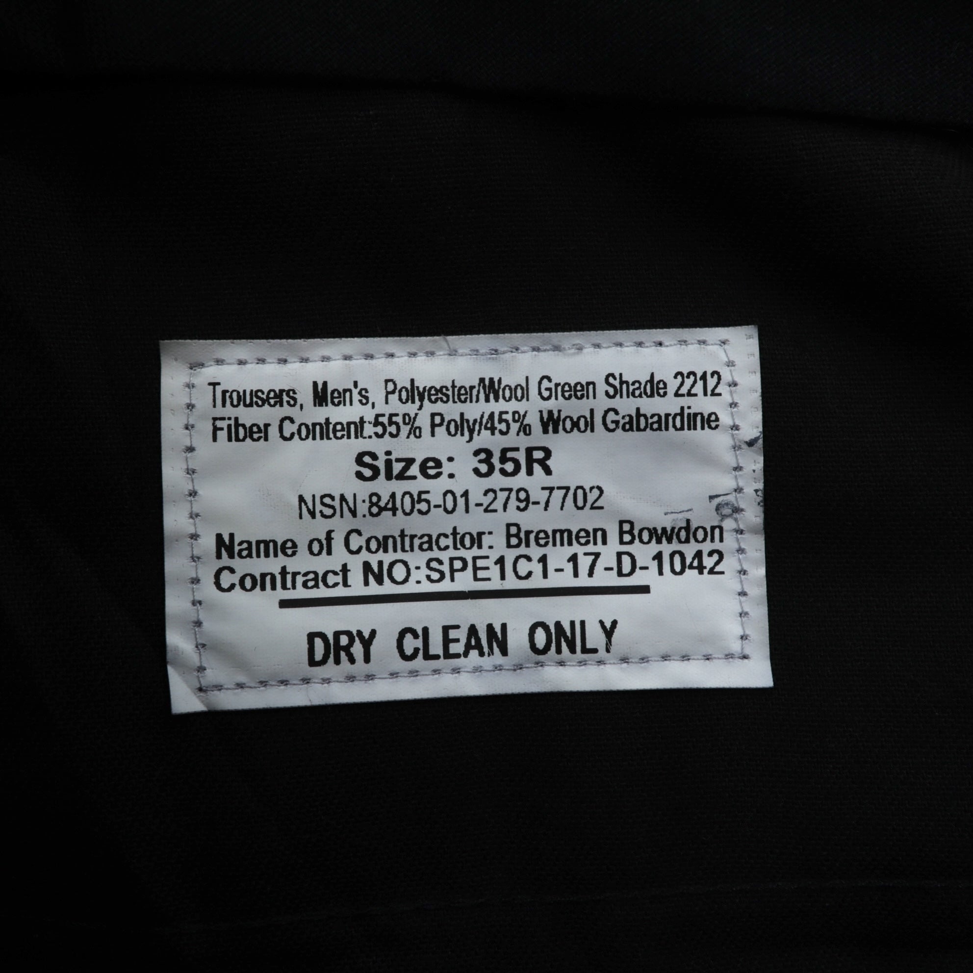 USMCワンピースTrousers スラックス パンツ L カーキ ウール ギャバジン DEFENSE LOSISTICS AGENCY 8405-01-279-7702