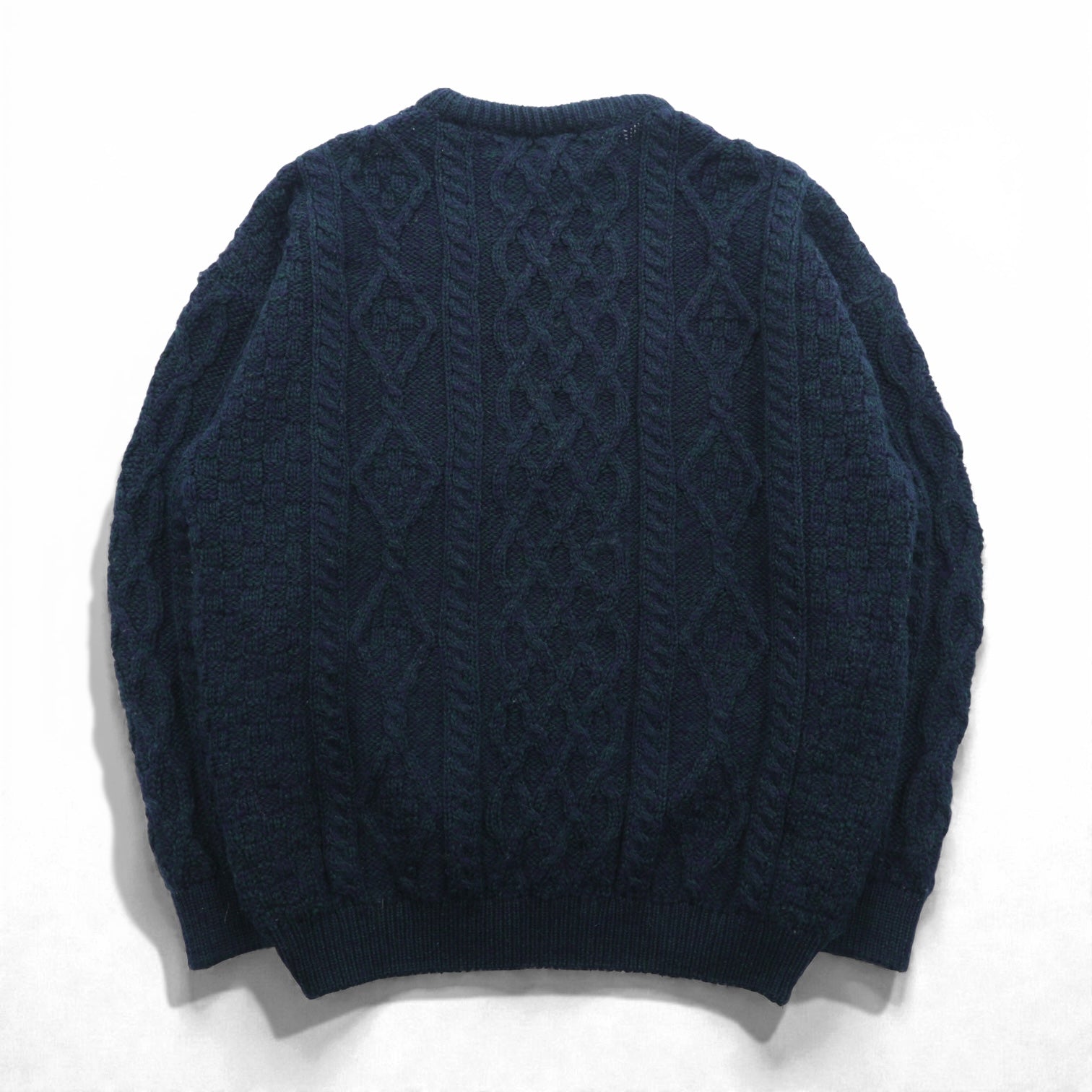 90s Ireland Vintage Cable Knit ARAN COUNTRY フィッシャーマン アラン ニット セーター 2XL ネイビー ウール 90年代 アイルランド製