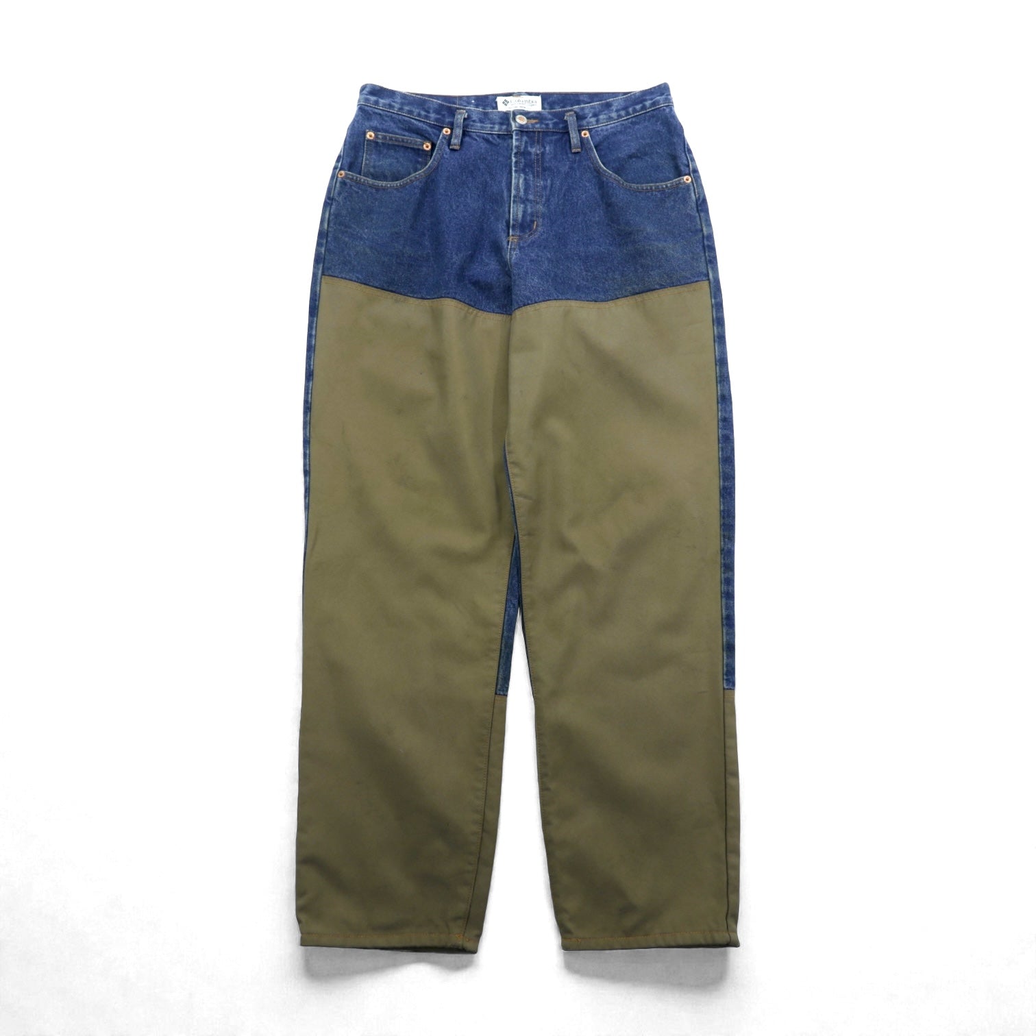 Columbia 90年代 ダブルニー ハンティング デニムパンツ ジーンズ L インディゴ ベージュ