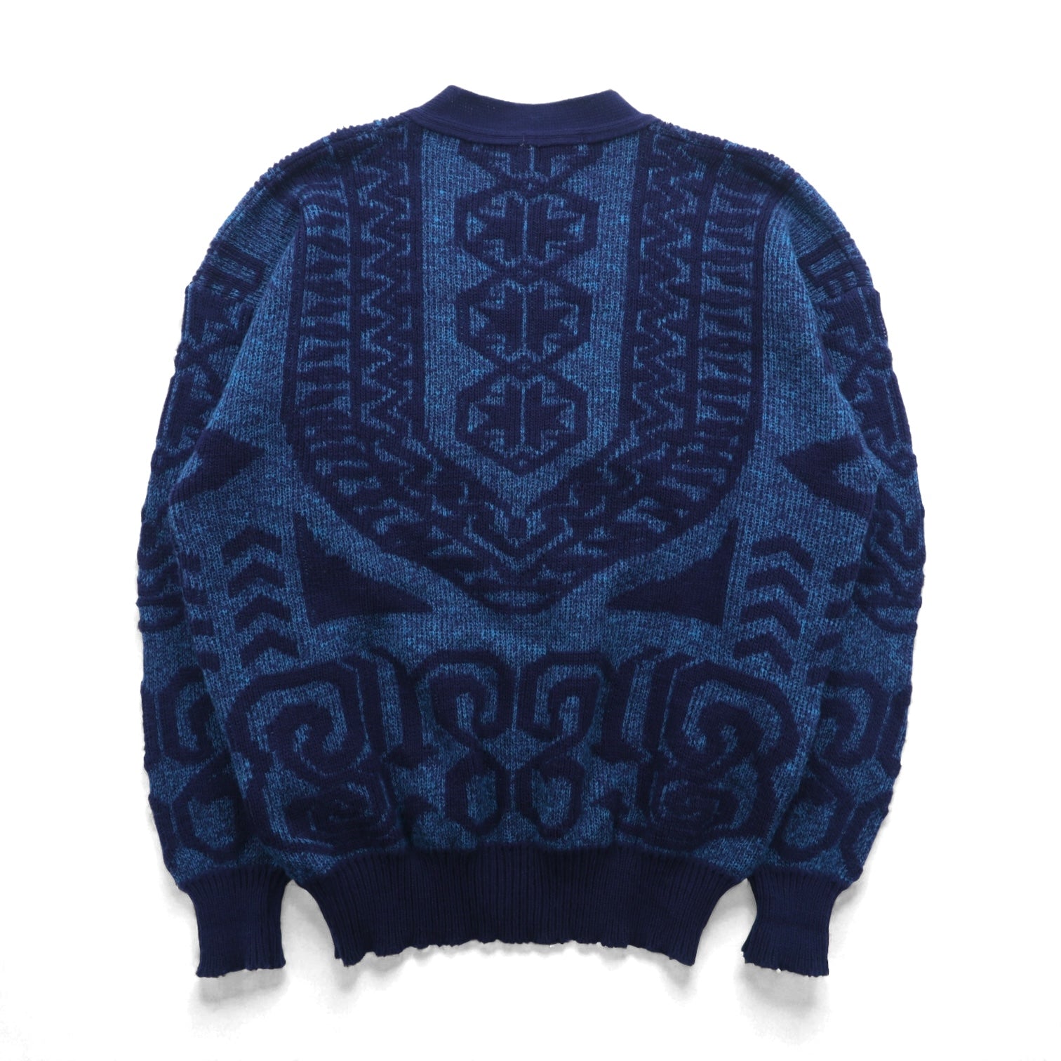 90s USA Vintage Jacquard Knit GITANO 幾何学柄 ニット カーディガン XL ネイビー アクリル 90年代 USA製