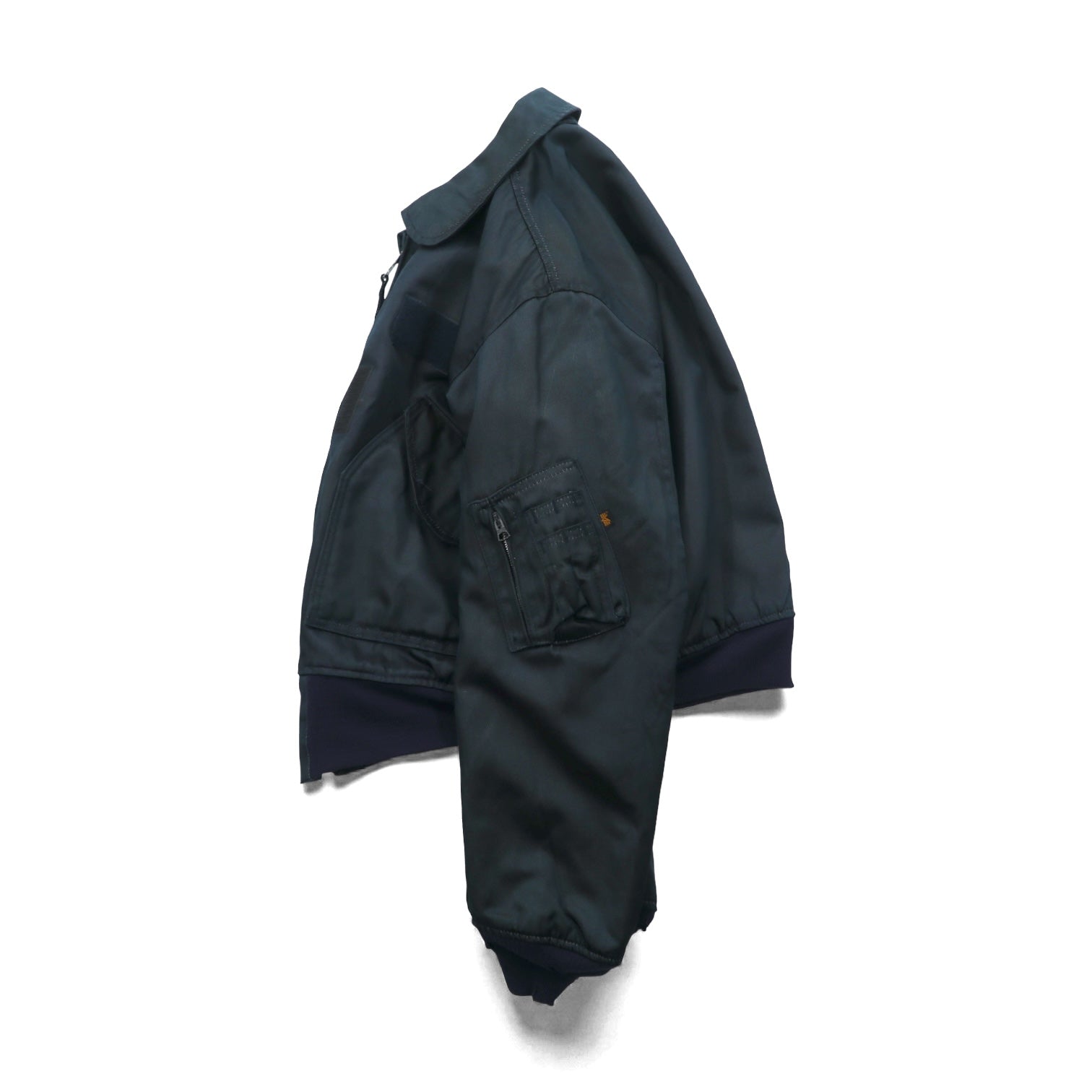 ALPHA INDUSTRIES 90年代 USA製 CWU 45P フライトジャケット L ネイビー 難燃性 短丈 ボロ