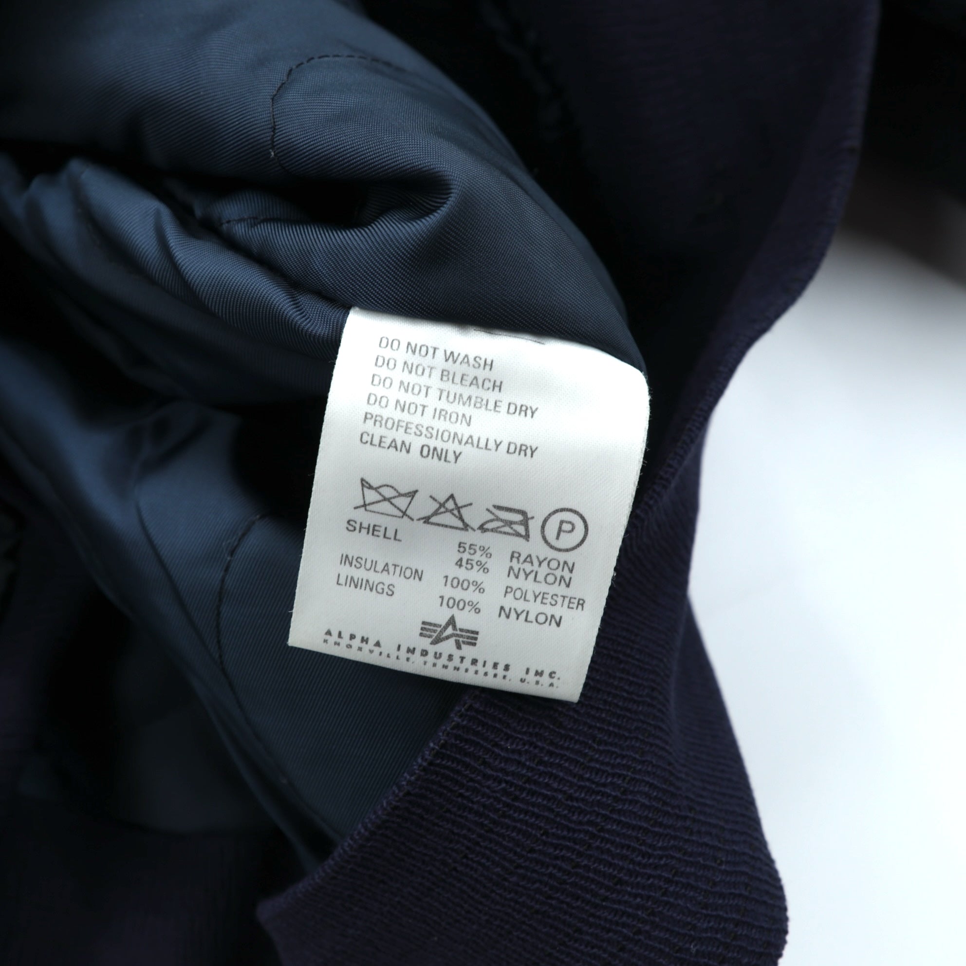 ALPHA INDUSTRIES 90年代 USA製 CWU 45P フライトジャケット L ネイビー 難燃性 短丈 ボロ