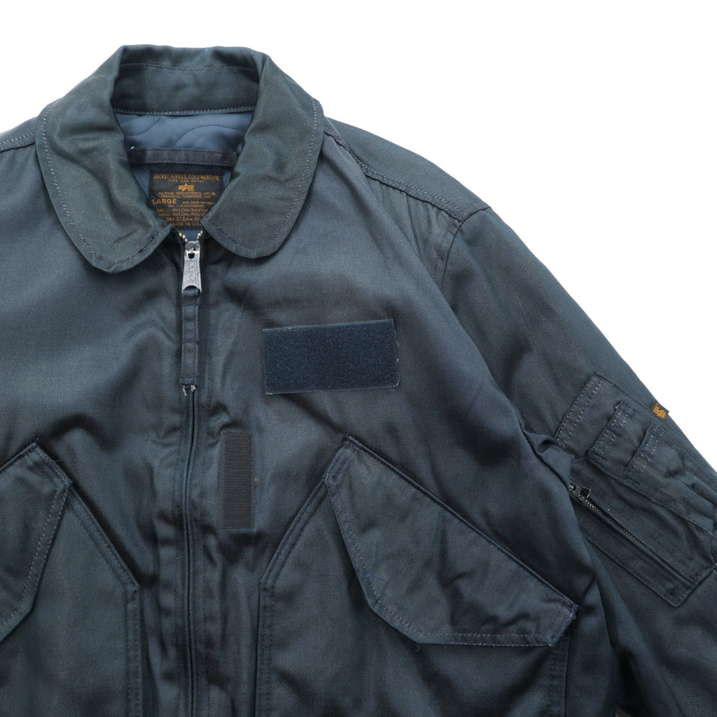 ALPHA INDUSTRIES 90年代 USA製 CWU 45P フライトジャケット L ネイビー 難燃性 短丈 ボロ