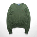 Polo Ralph Lauren 90年代 Vネック ピマコットン ニット セーター L カーキ スモールポニー刺繍