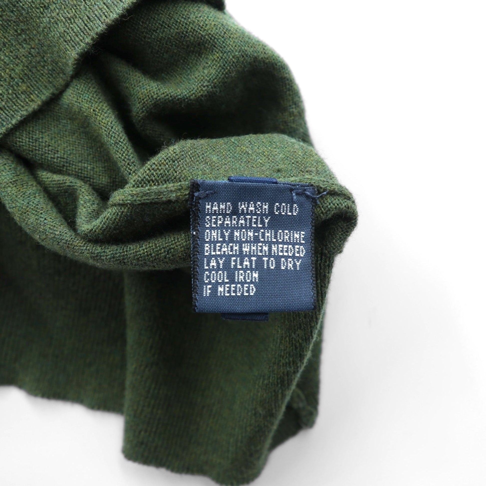 Polo Ralph Lauren 90年代 Vネック ピマコットン ニット セーター L カーキ スモールポニー刺繍