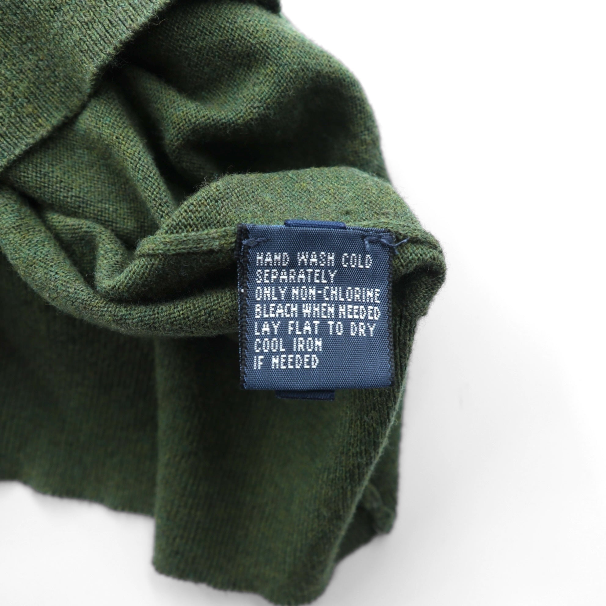 Polo Ralph Lauren 90年代 Vネック ピマコットン ニット セーター L カーキ スモールポニー刺繍