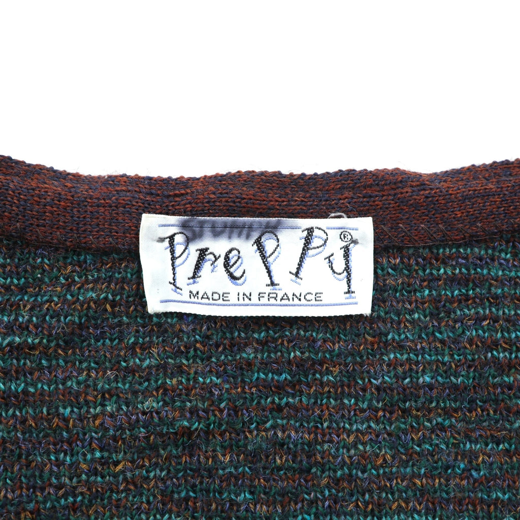 Preppy 80s France Vintage Knit ニット カーディガン L アーガイル柄 80年代 フランス製