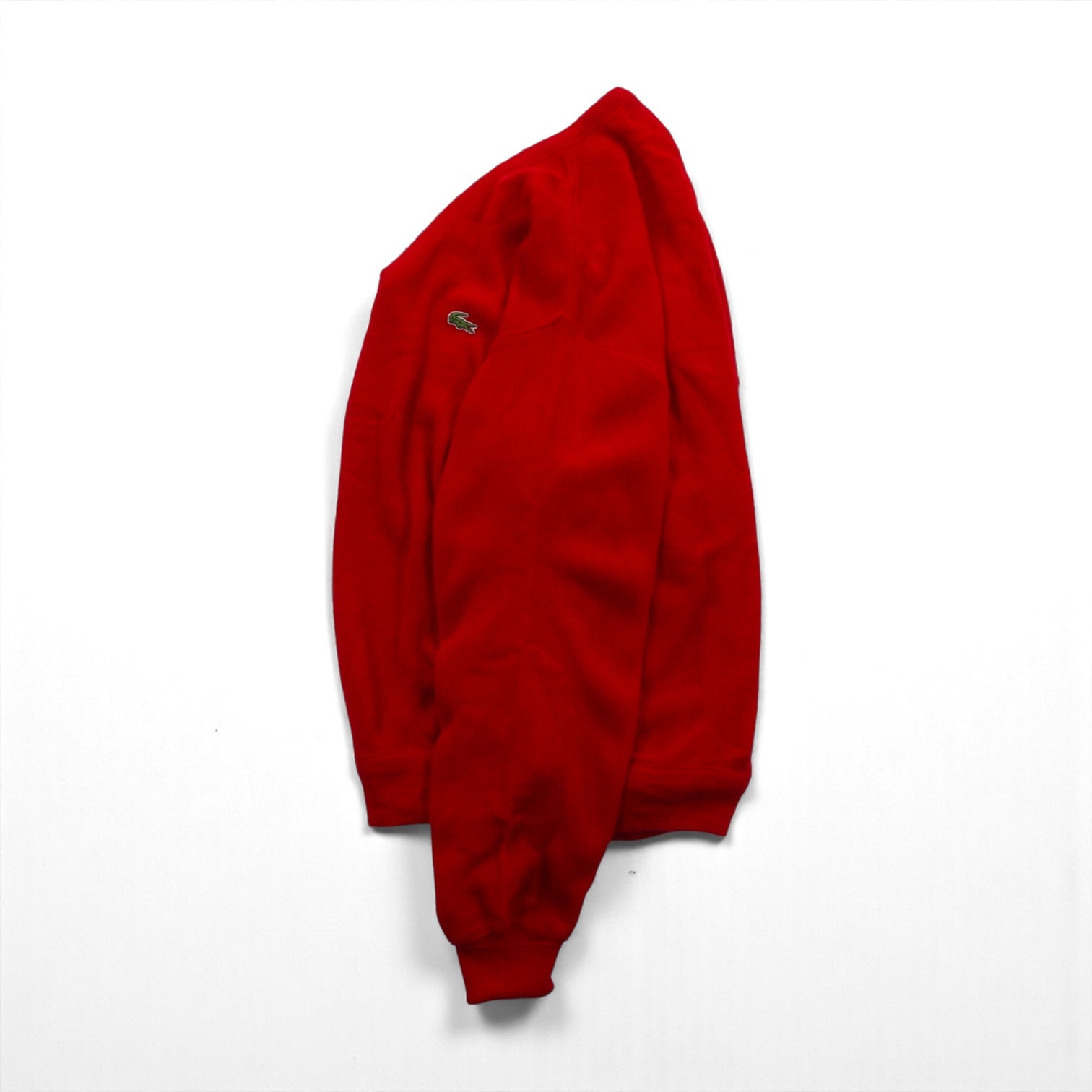 LACOSTE 80年代 USA製 Vネック ニット セーター XL レッド ワンポイントロゴ