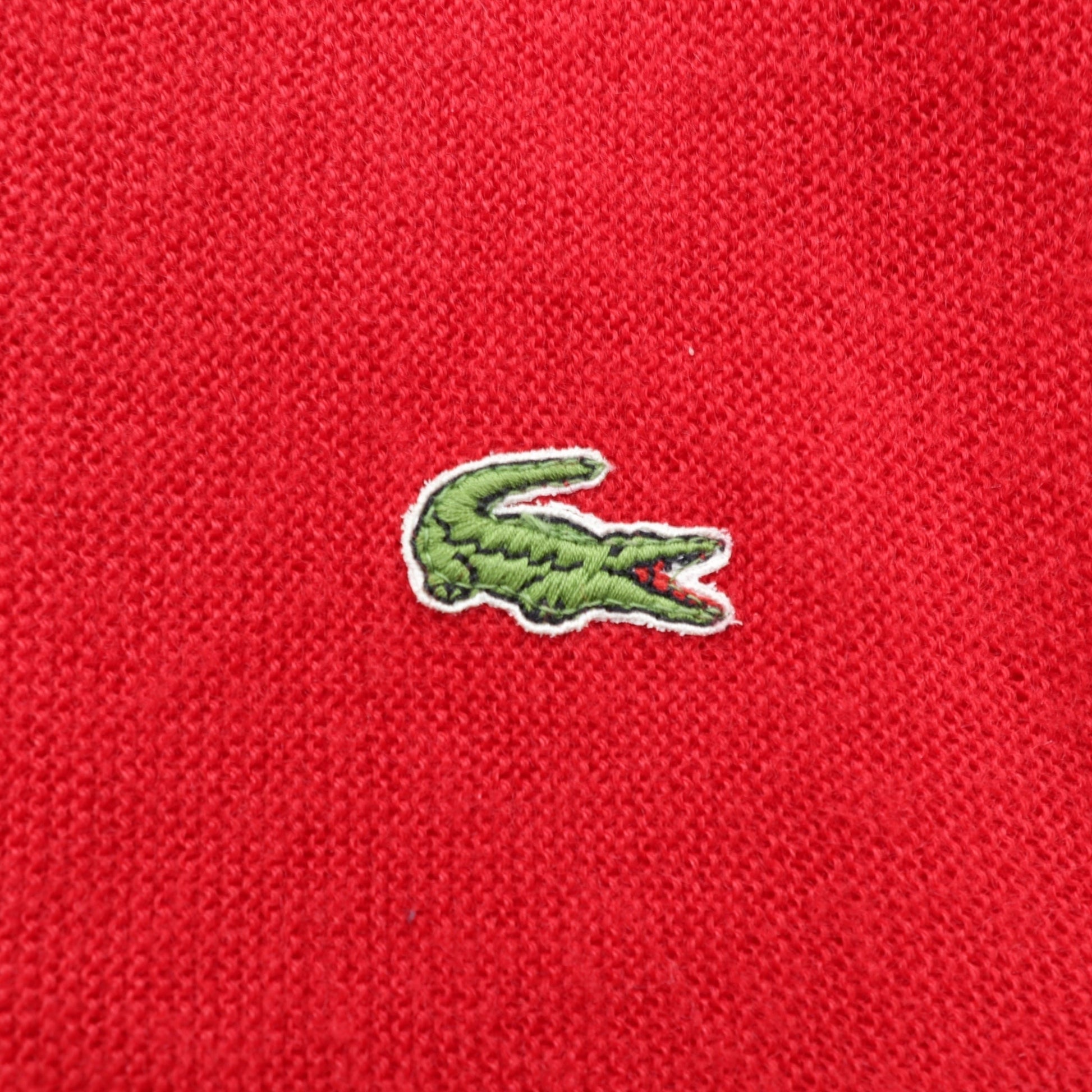 LACOSTE 80年代 USA製 Vネック ニット セーター XL レッド ワンポイントロゴ