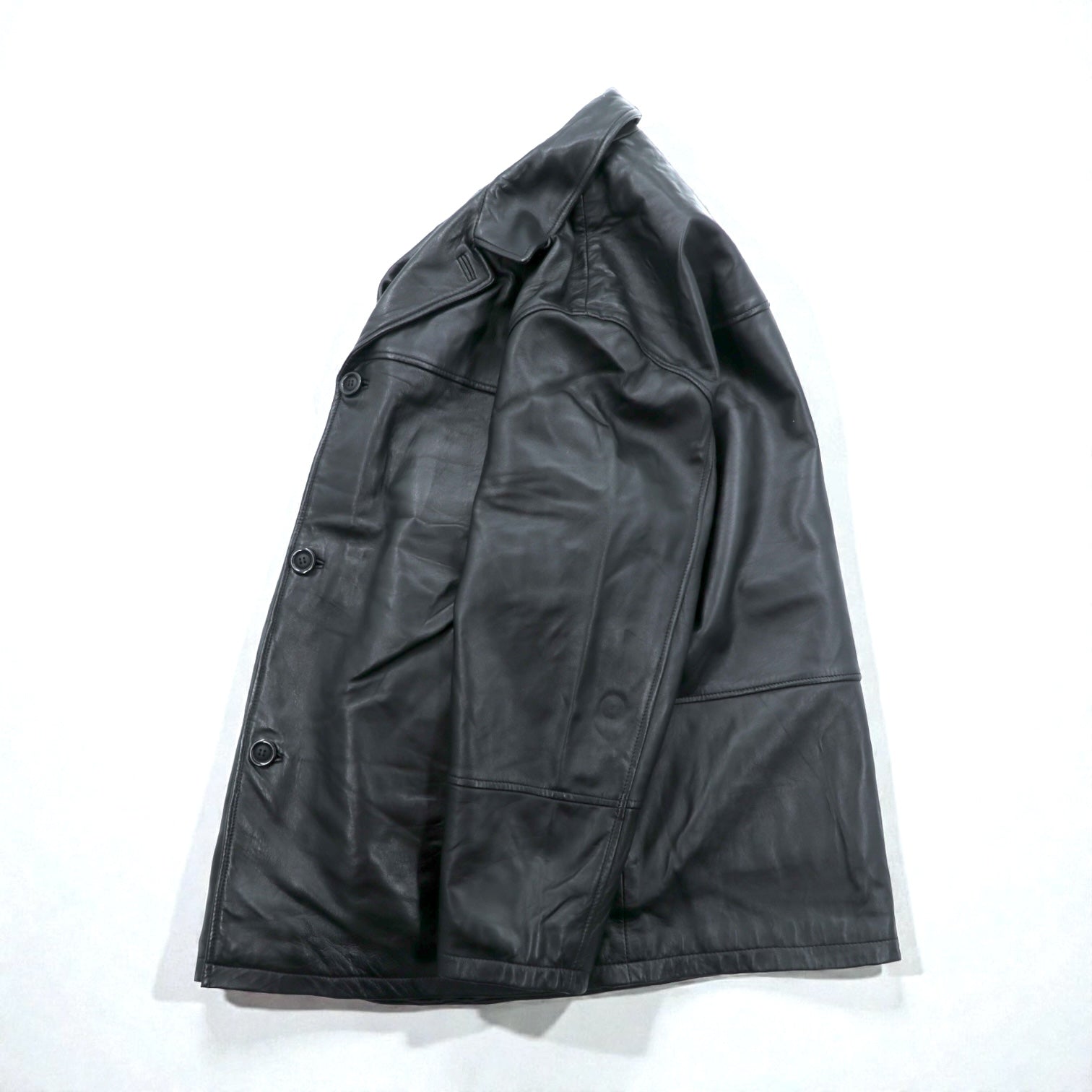 Action 90s Vintage Black Leather 3B カーコート レザー コート L キルティングライナー 着脱式 THE OLDE HIDE HOUSE