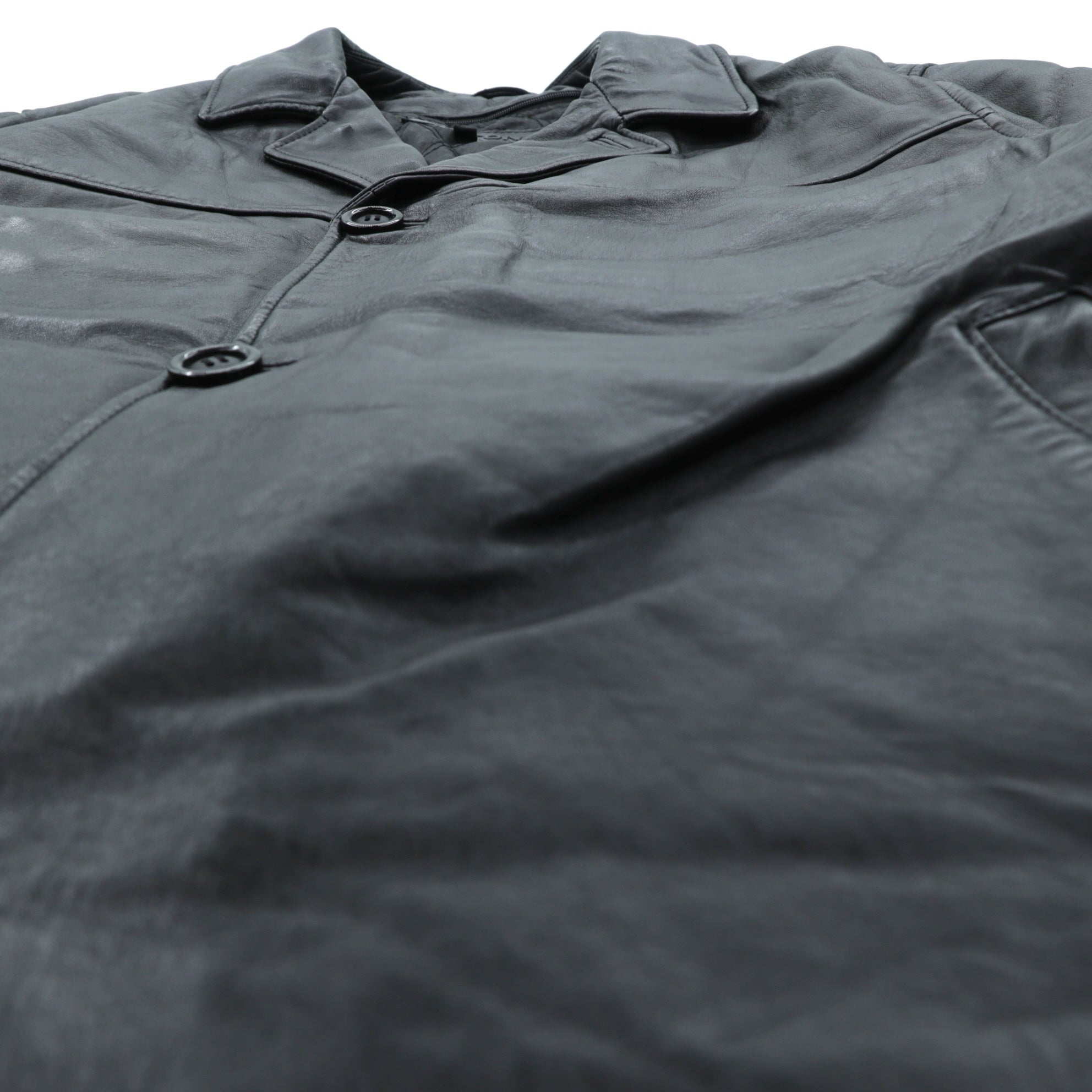 Action 90s Vintage Black Leather 3B カーコート レザー コート L キルティングライナー 着脱式 THE OLDE HIDE HOUSE