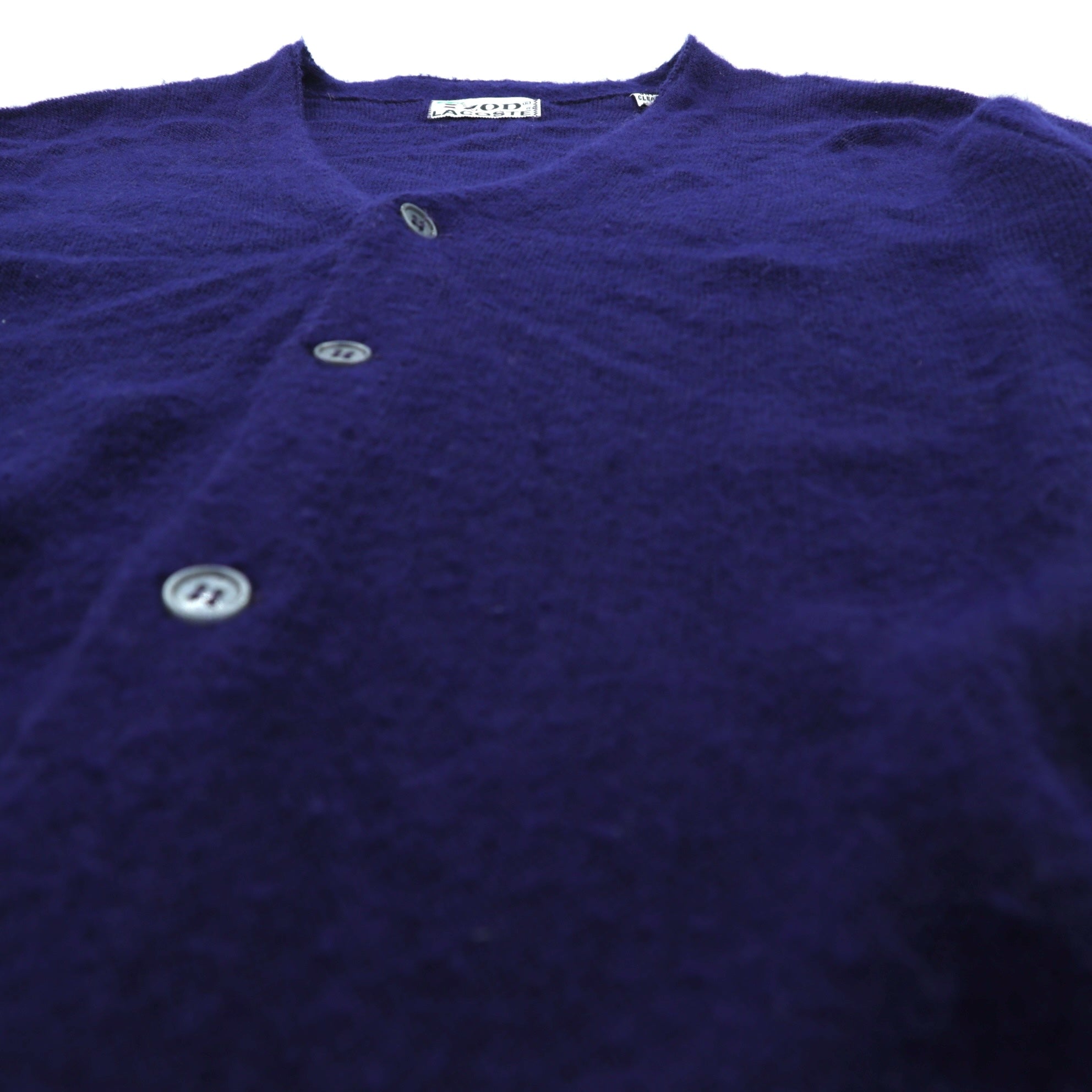 IZOD LACOSTE 70年代 Vネック ニット カーディガン L ネイビー アクリル 糸巻タグ