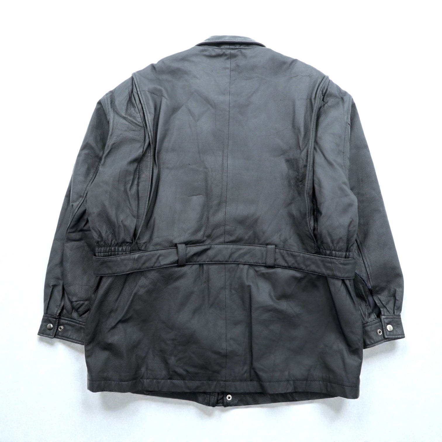 WILSONS 90s Leather Car Coar レザー カーコート チェスターコート L ブラック ウエストベルト付き 90年代