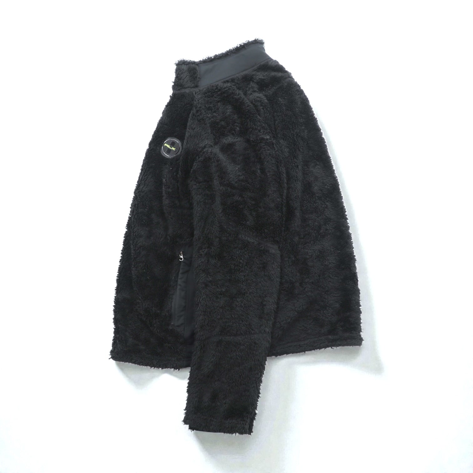 RLX Ralph Lauren ナイロン切替 フリースジャケット L ストレッチ ダブルジップ スタンドカラー ブラック