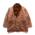 Confat 80s ITALY Vintage Shearling Sheepskin ショールカラー ムートンチェスターコート XL ボア襟 シープスキン 羊革 80年代 イタリア製
