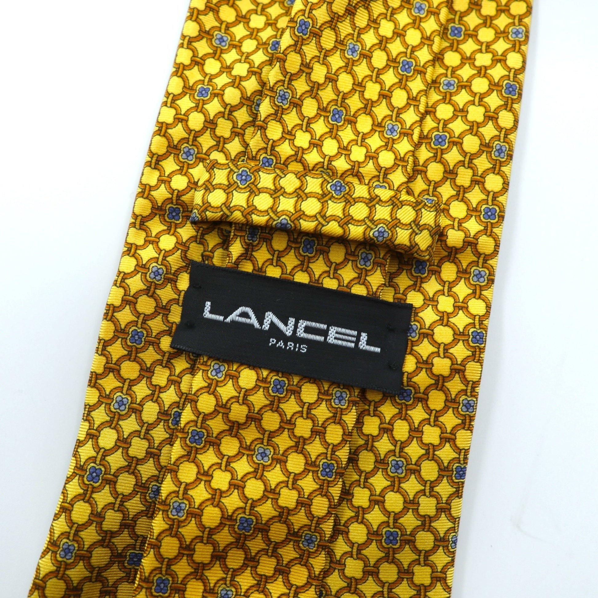 LANCEL イタリア製 ネクタイ ゴールド 総柄 シルク 未使用品