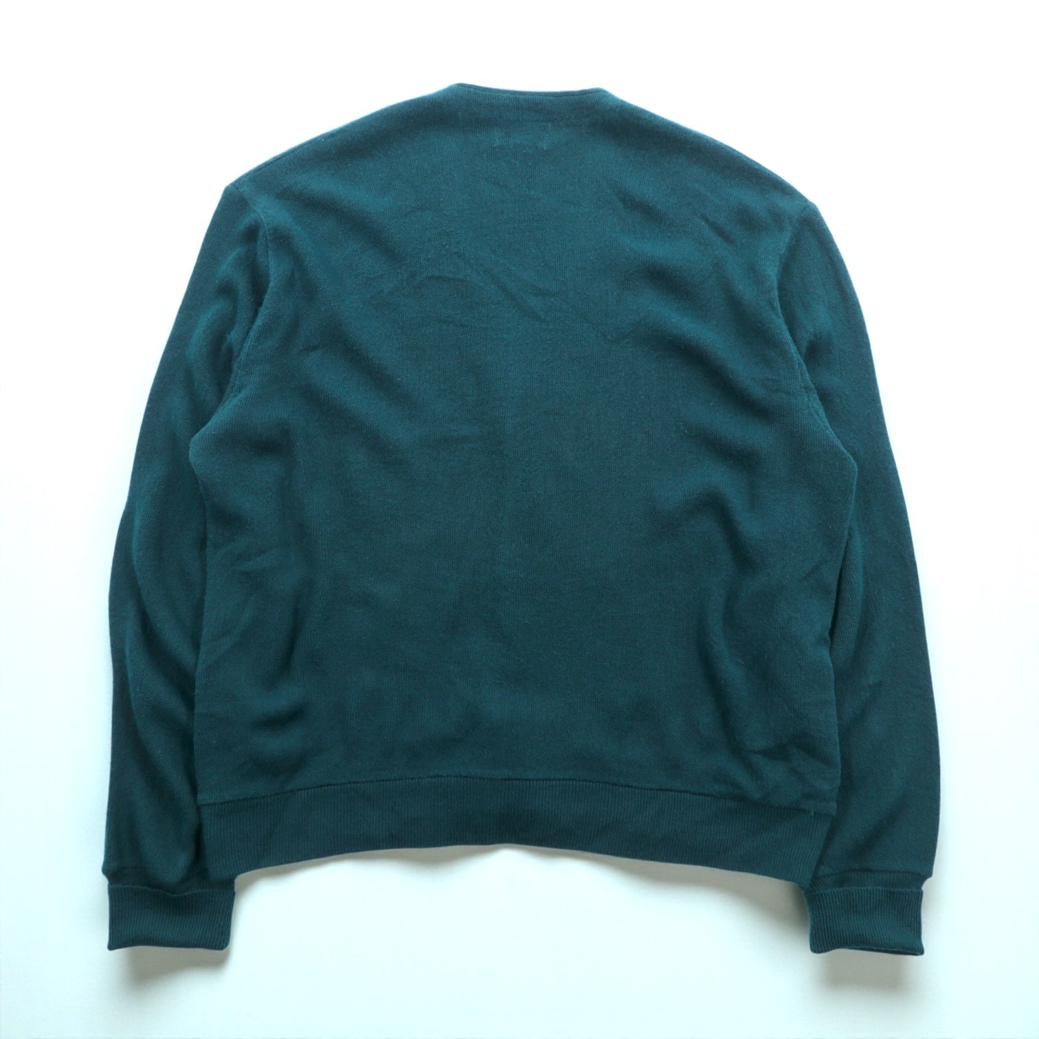 IZOD 90年代 USA製 Vネック ニット カーディガン XL グリーン アクリル ワンポイントロゴ
