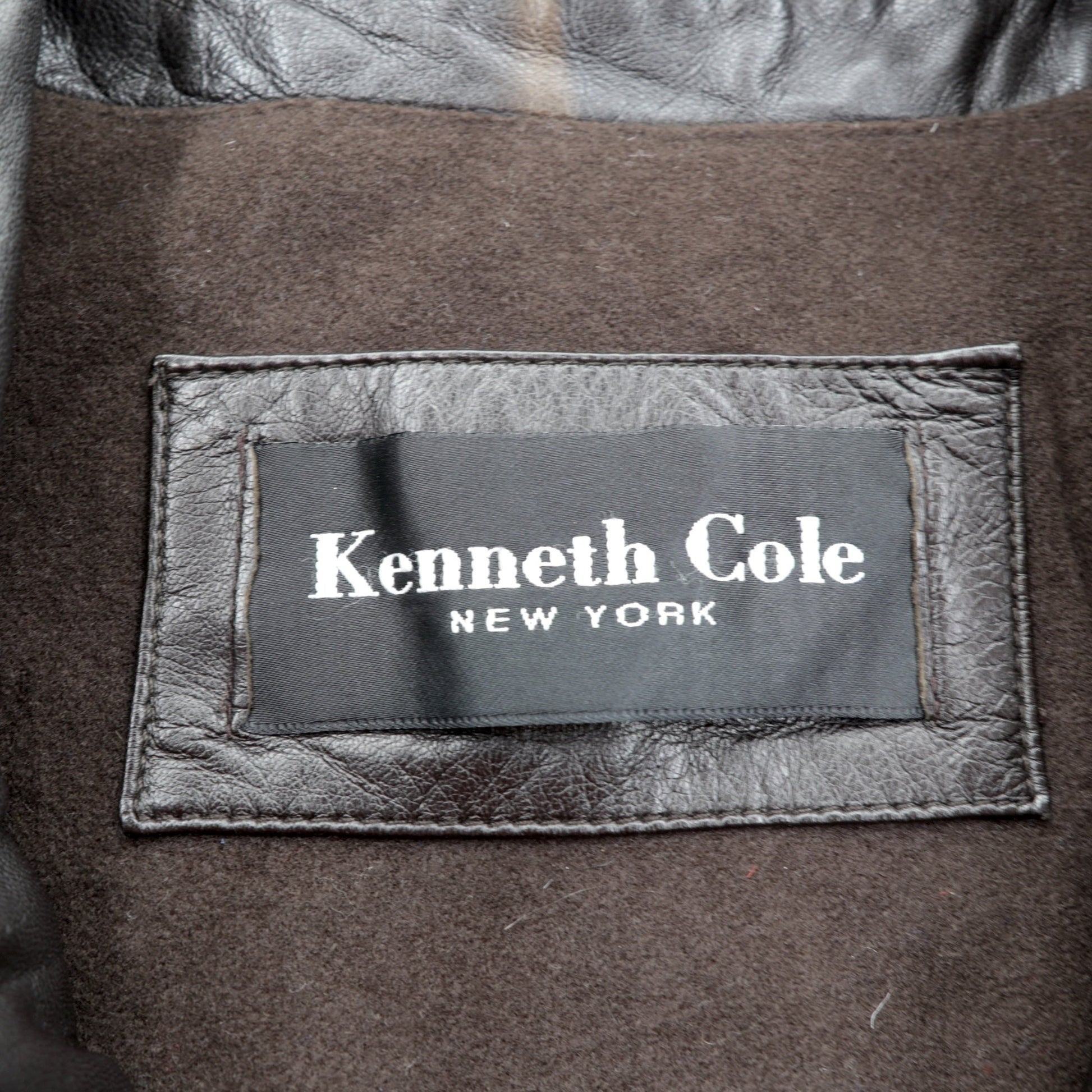 Kenneth Cole レザーコート 中綿 チェスターコート L レザー ウエストベルト付き エポレット 比翼