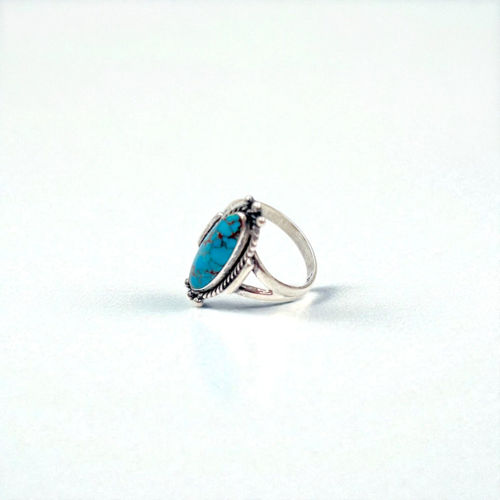 Vintage Navajo Indian Jewelry Ring ナバホ族 ターコイズ リング 指輪 16号 シルバー STERLING ホールマーク 刻印