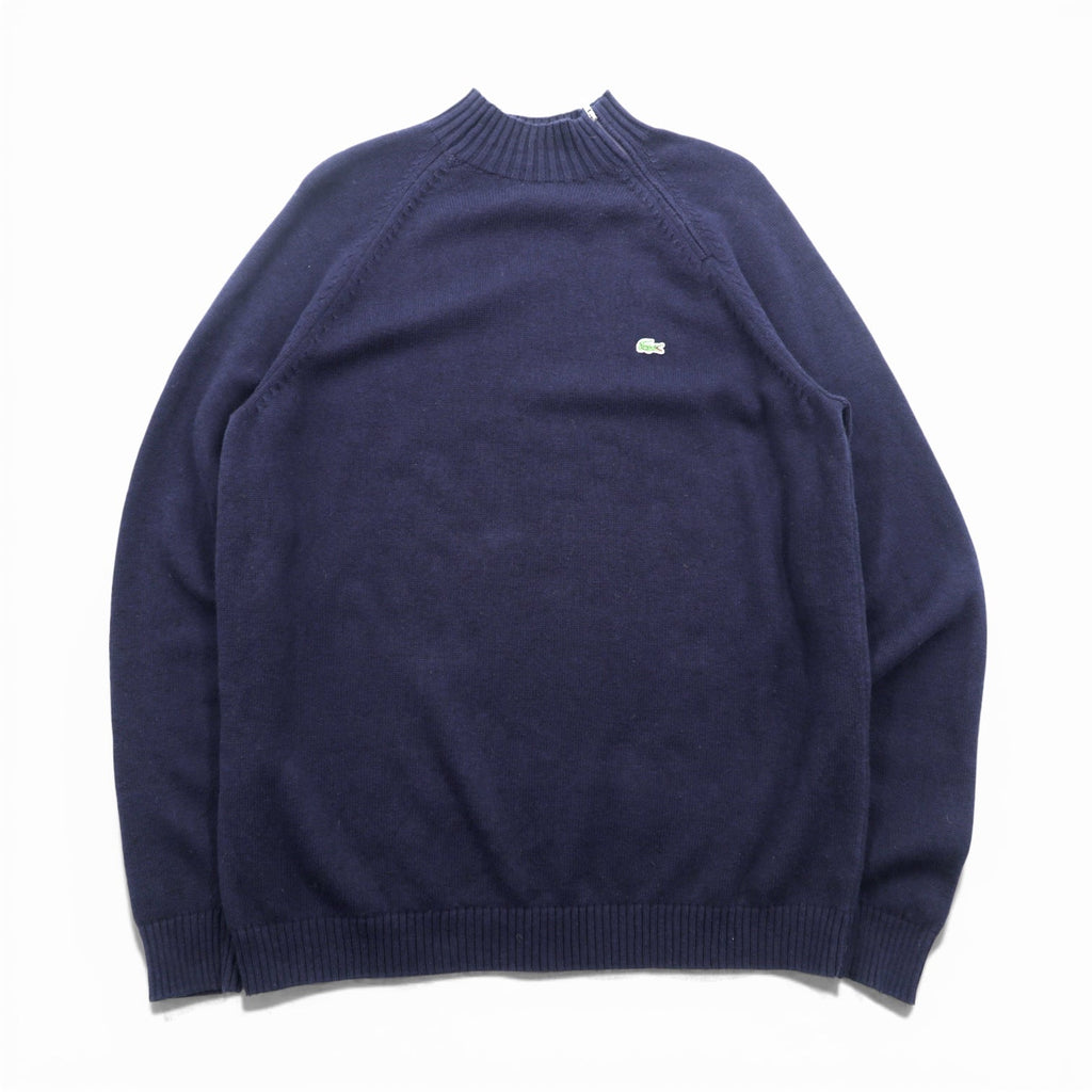 LACOSTE ショルダージップ ハイネック ニット セーター XL ネイビー フランスデザイン