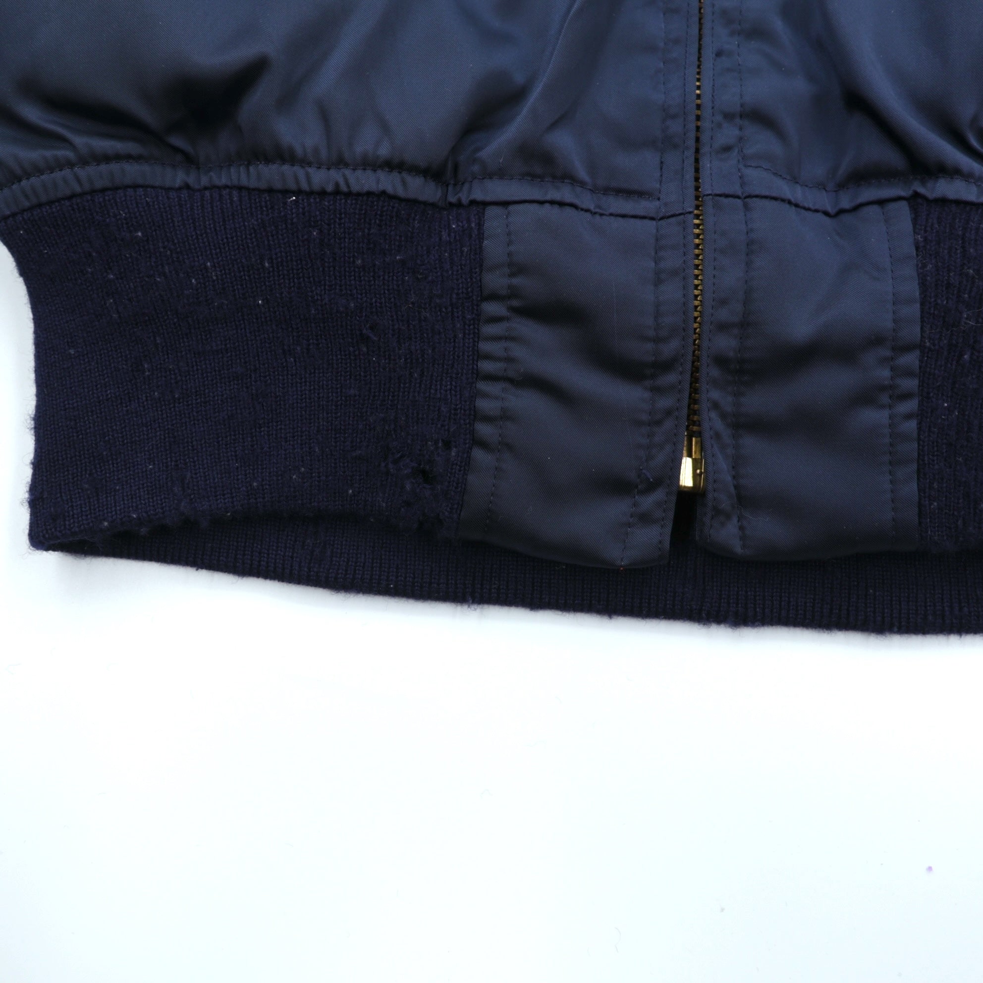 Vintage 80s MA-1 Bomber Jacket フライトジャケット M ネイビー ナイロン 棒TALON 80年代