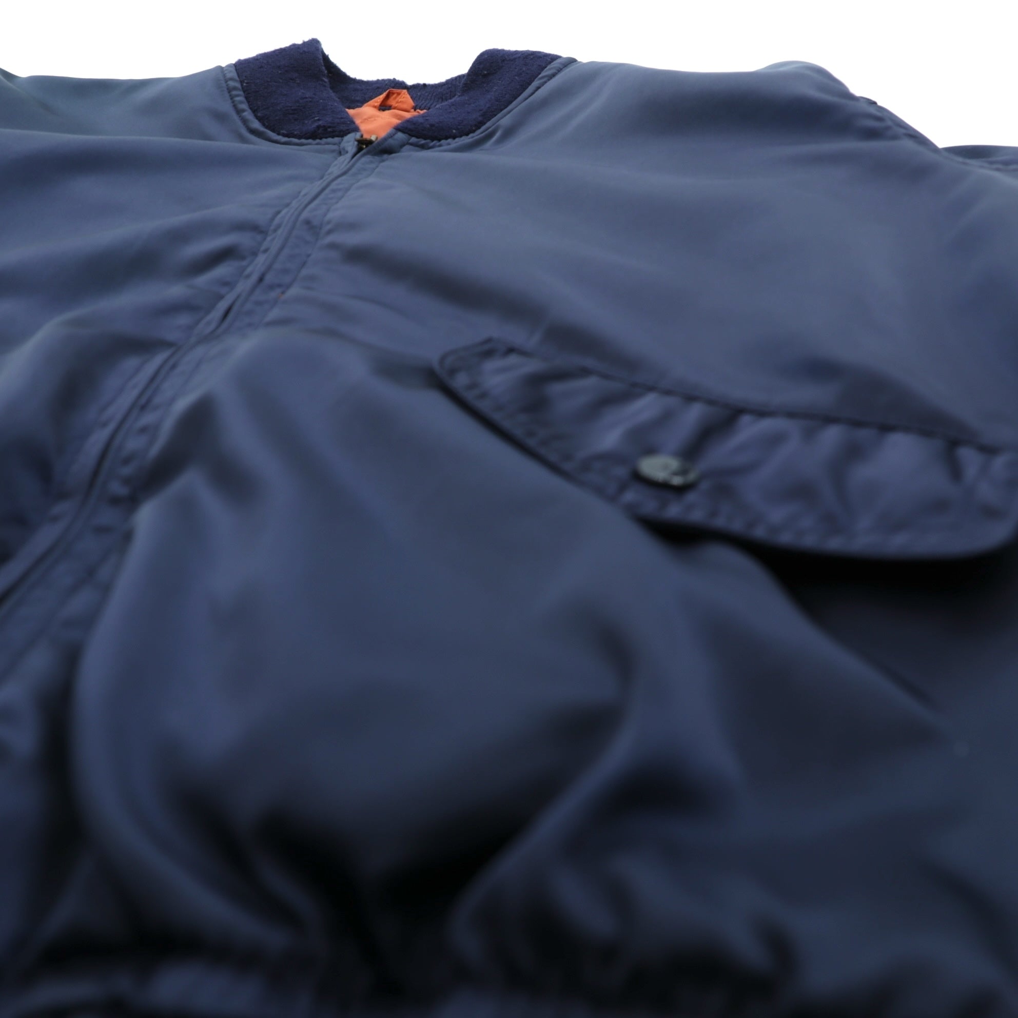 Vintage 80s MA-1 Bomber Jacket フライトジャケット M ネイビー ナイロン 棒TALON 80年代