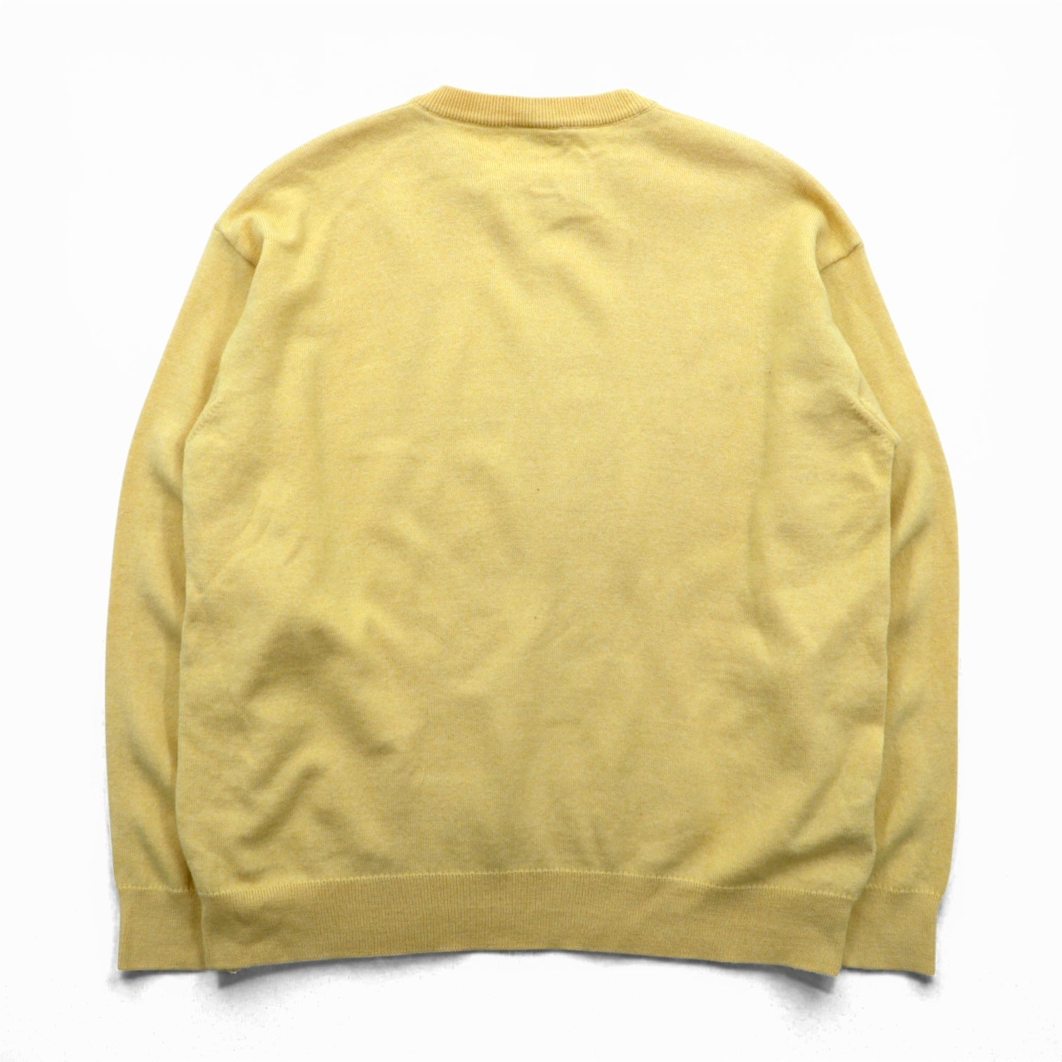 LACOSTE 80年代 ニット セーター L イエロー ウール ワンポイントロゴ