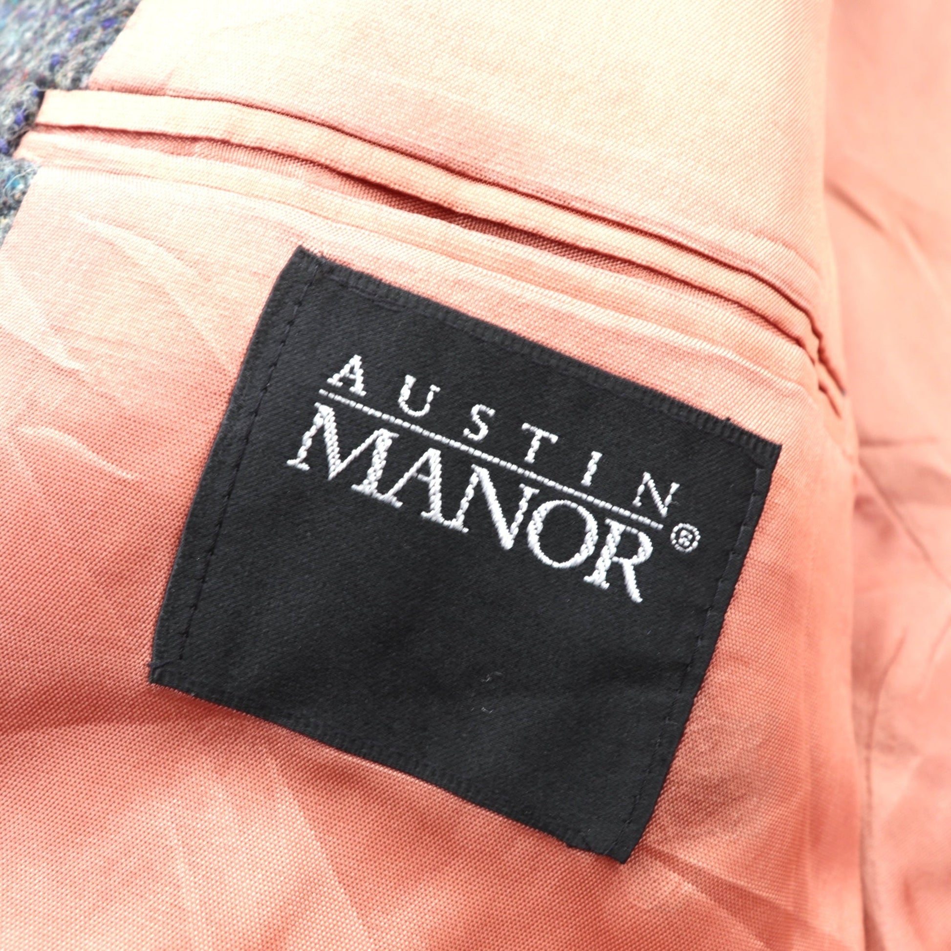 AUSTIN MANOR 80年代 USA製 ヴィンテージ ツイード 2B テーラードジャケット ブレザー L ウール グレンチェック くるみボタン