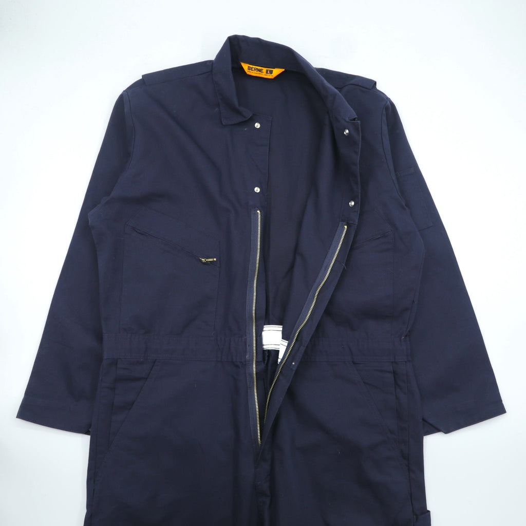 BERNE オールインワン ツナギ ジャンプスーツ L ネイビー TALONジップ C210NV
