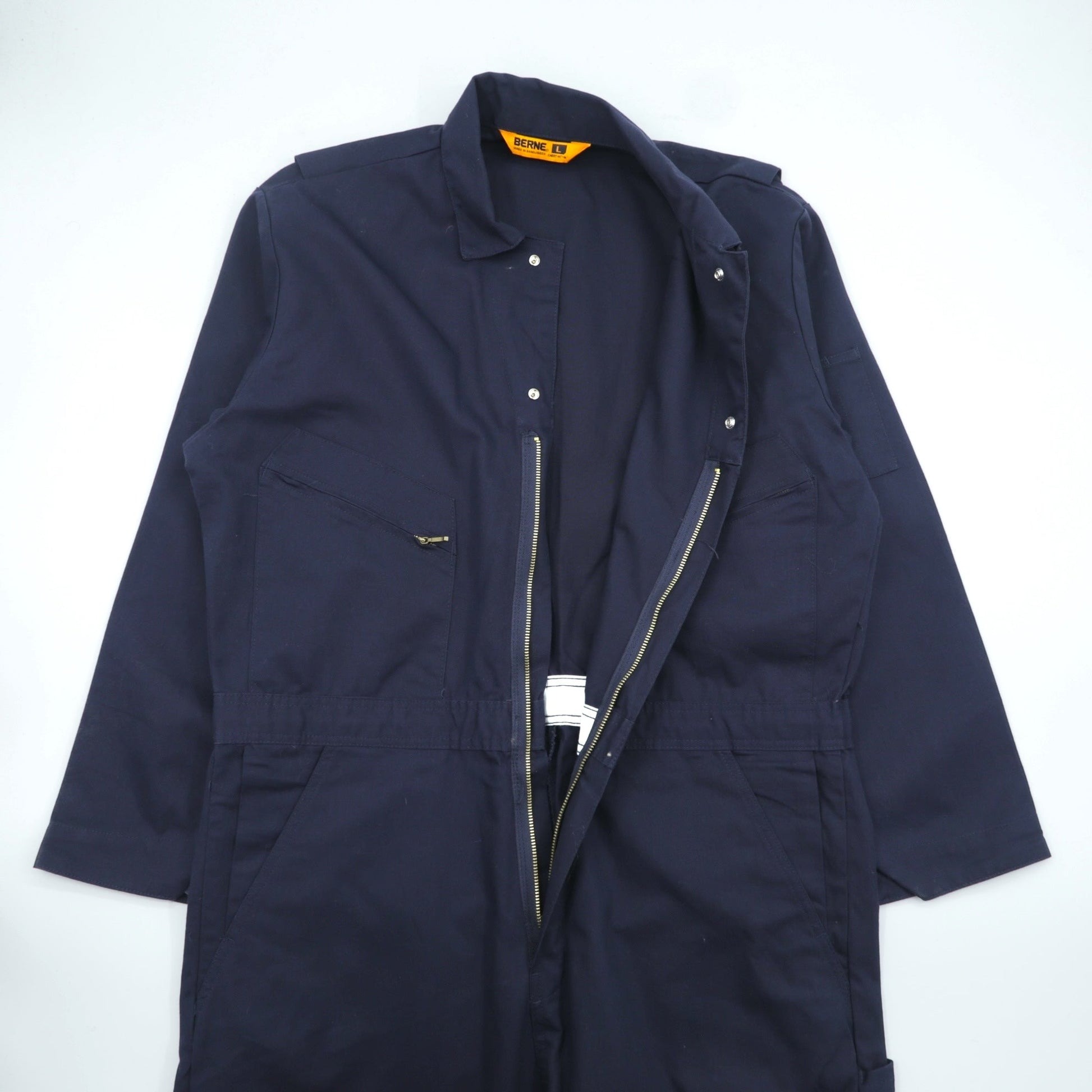 BERNE オールインワン ツナギ ジャンプスーツ L ネイビー TALONジップ C210NV
