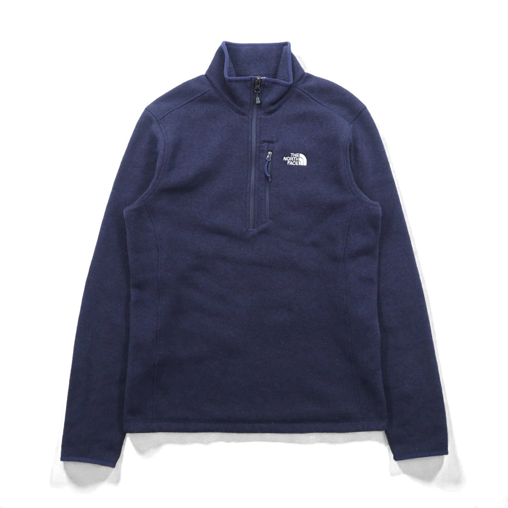 THE NORTH FACE ハーフジップ フリースジャケット M ネイビー スタンドカラー 胸ポケット A7TM 海外規格