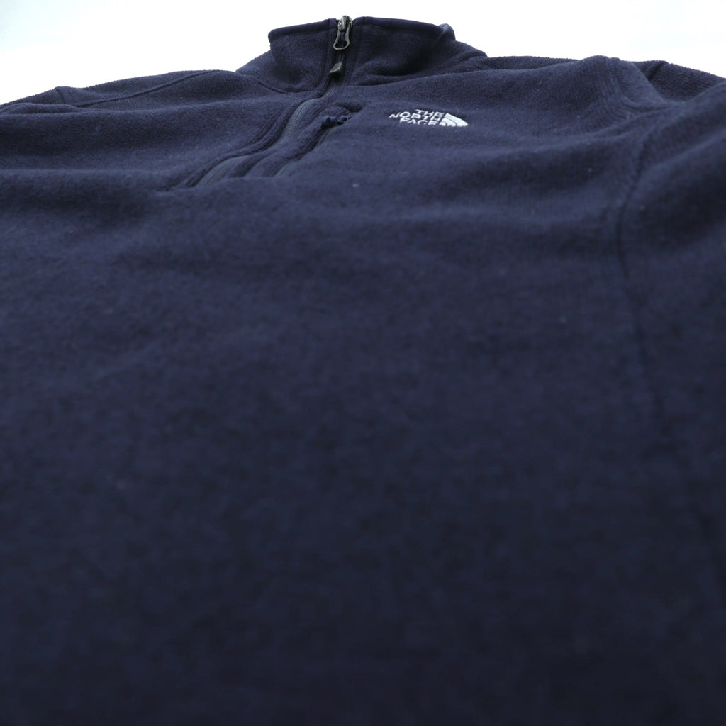 THE NORTH FACE ハーフジップ フリースジャケット M ネイビー スタンドカラー 胸ポケット A7TM 海外規格