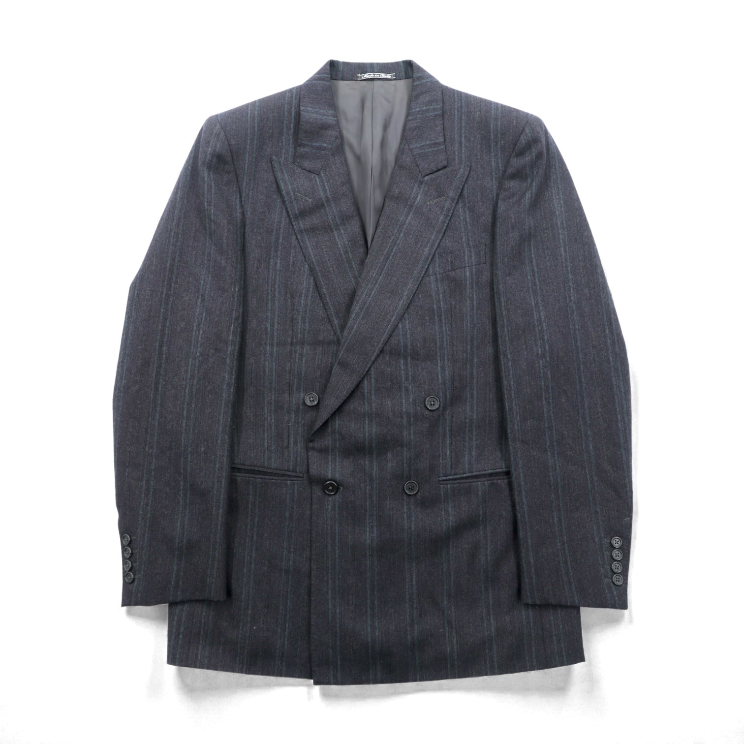 Ermenegildo Zegna イタリア製 ピークドラペル ダブルブレスト テーラードジャケット ブレザー L グレー ウール ストライプ