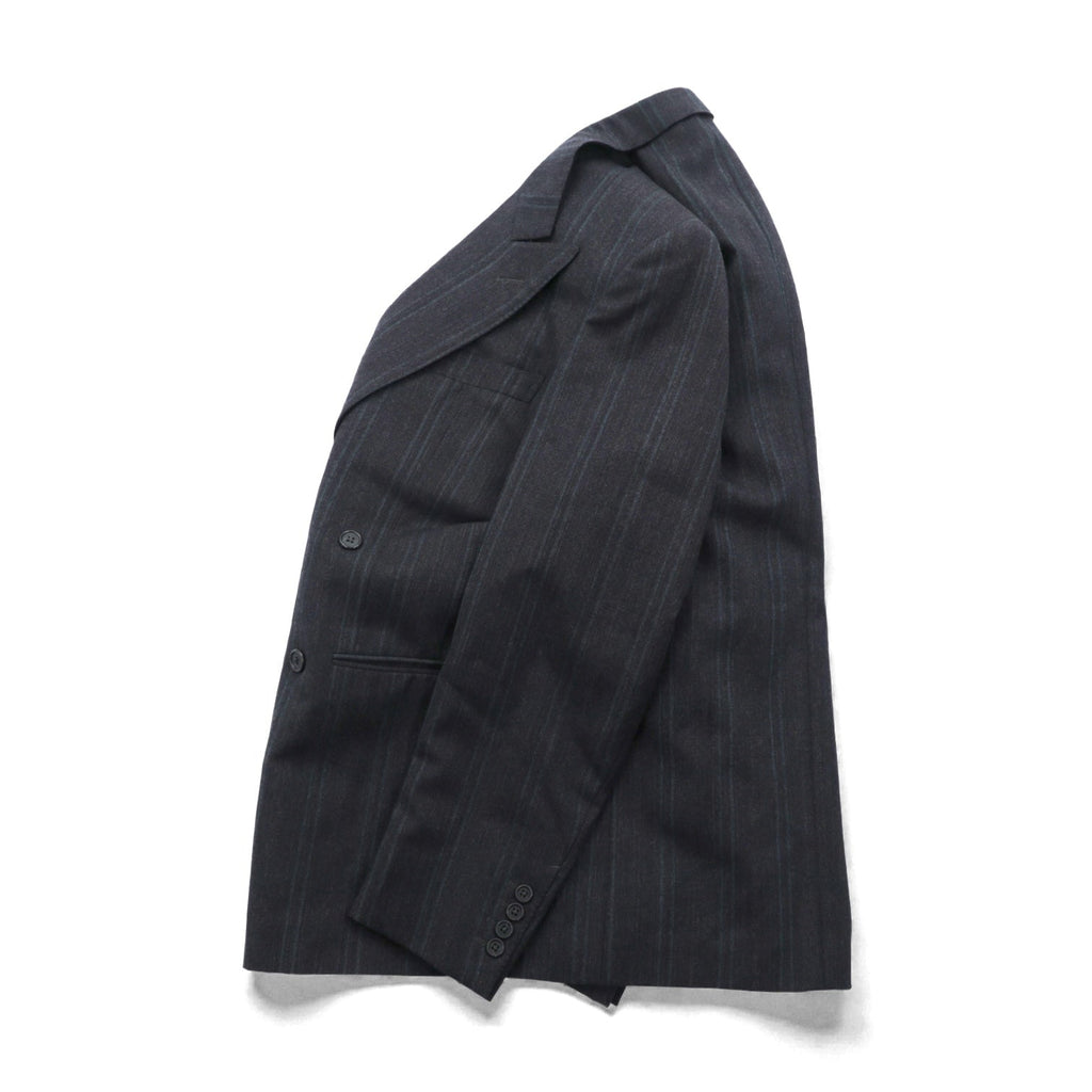 Ermenegildo Zegna イタリア製 ピークドラペル ダブルブレスト テーラードジャケット ブレザー L グレー ウール ストライプ