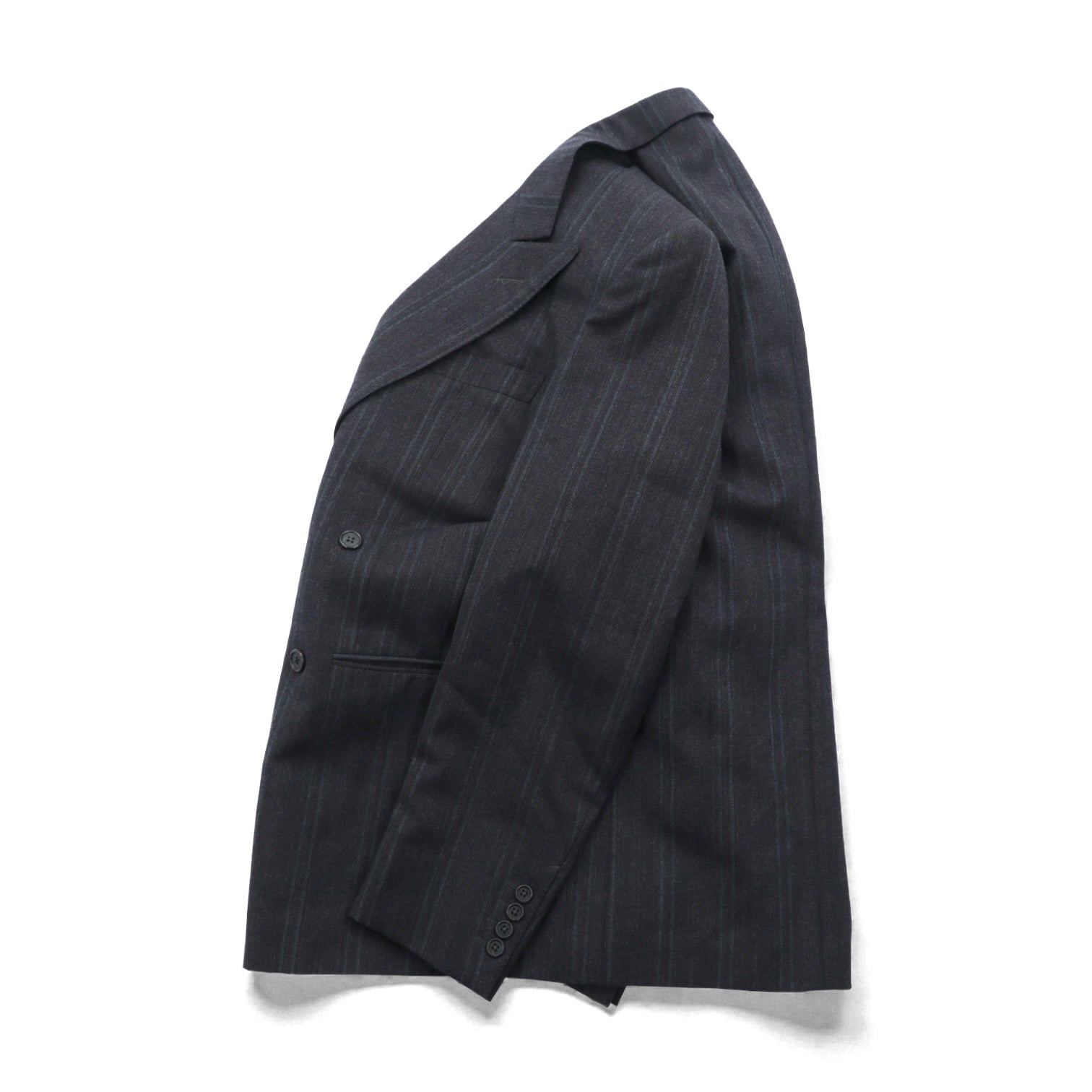 Ermenegildo Zegna イタリア製 ピークドラペル ダブルブレスト テーラードジャケット ブレザー L グレー ウール ストライプ