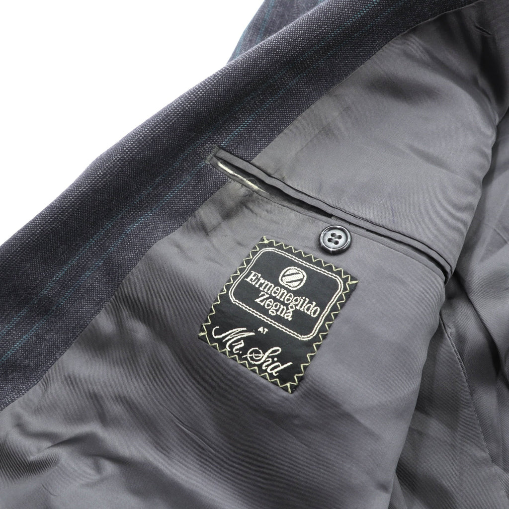 Ermenegildo Zegna イタリア製 ピークドラペル ダブルブレスト テーラードジャケット ブレザー L グレー ウール ストライプ