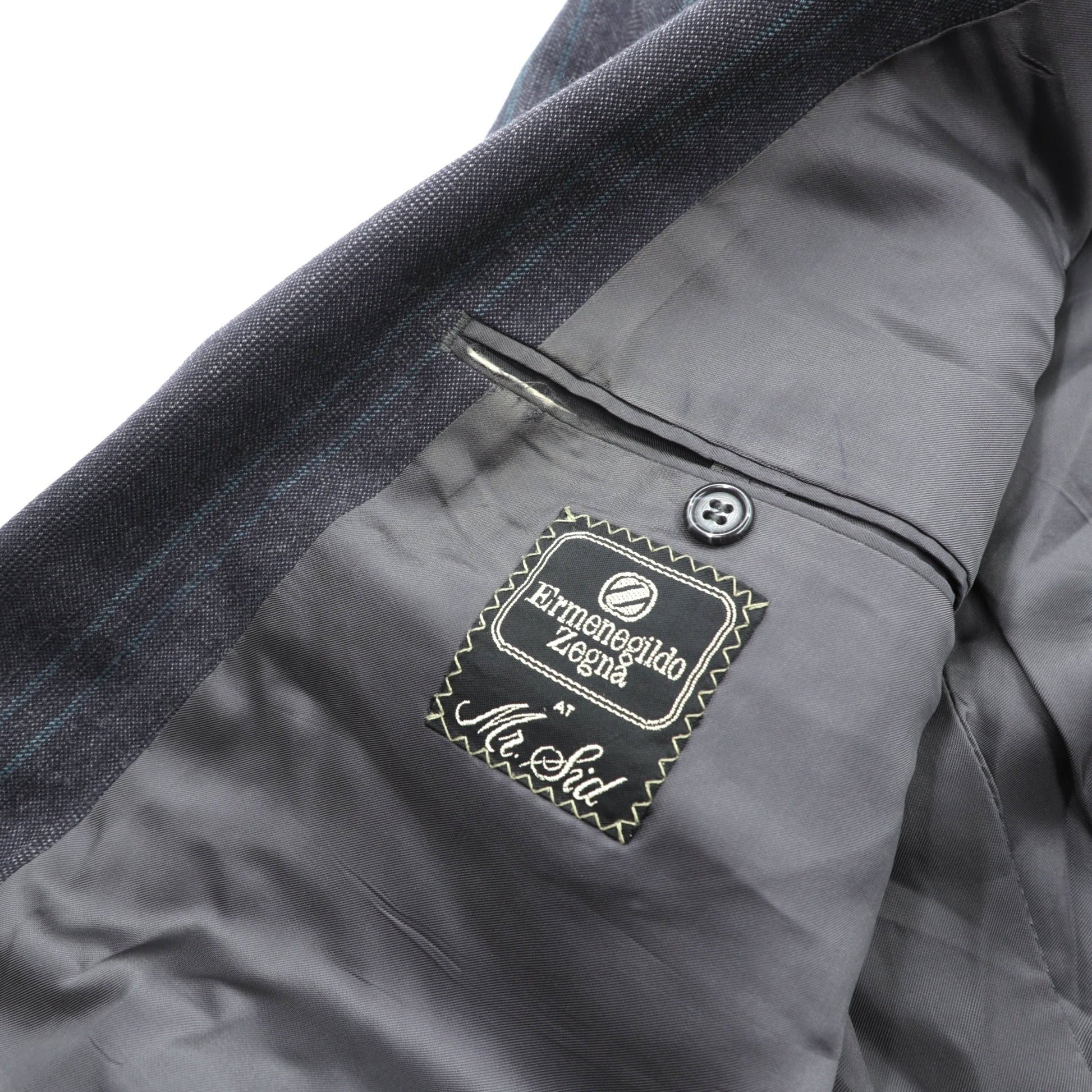 Ermenegildo Zegna イタリア製 ピークドラペル ダブルブレスト テーラードジャケット ブレザー L グレー ウール ストライプ