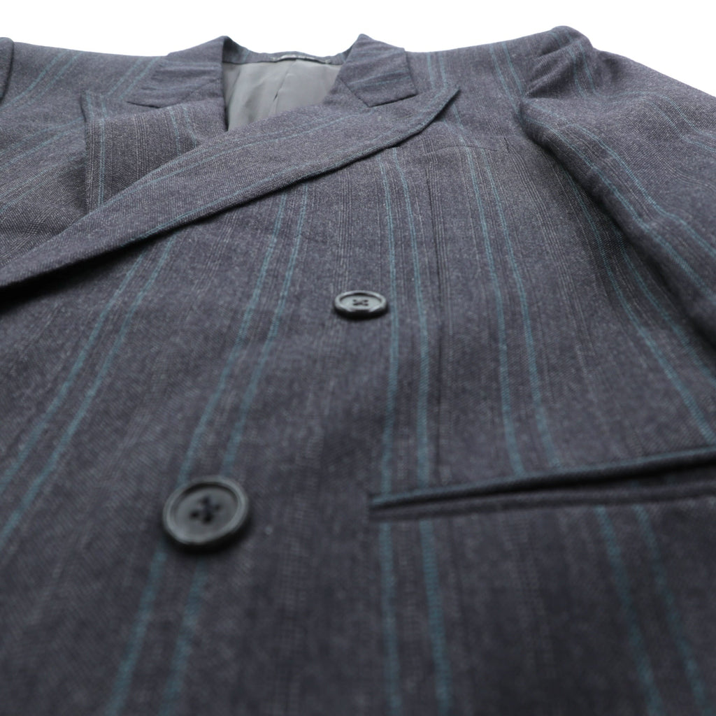 Ermenegildo Zegna イタリア製 ピークドラペル ダブルブレスト テーラードジャケット ブレザー L グレー ウール ストライプ