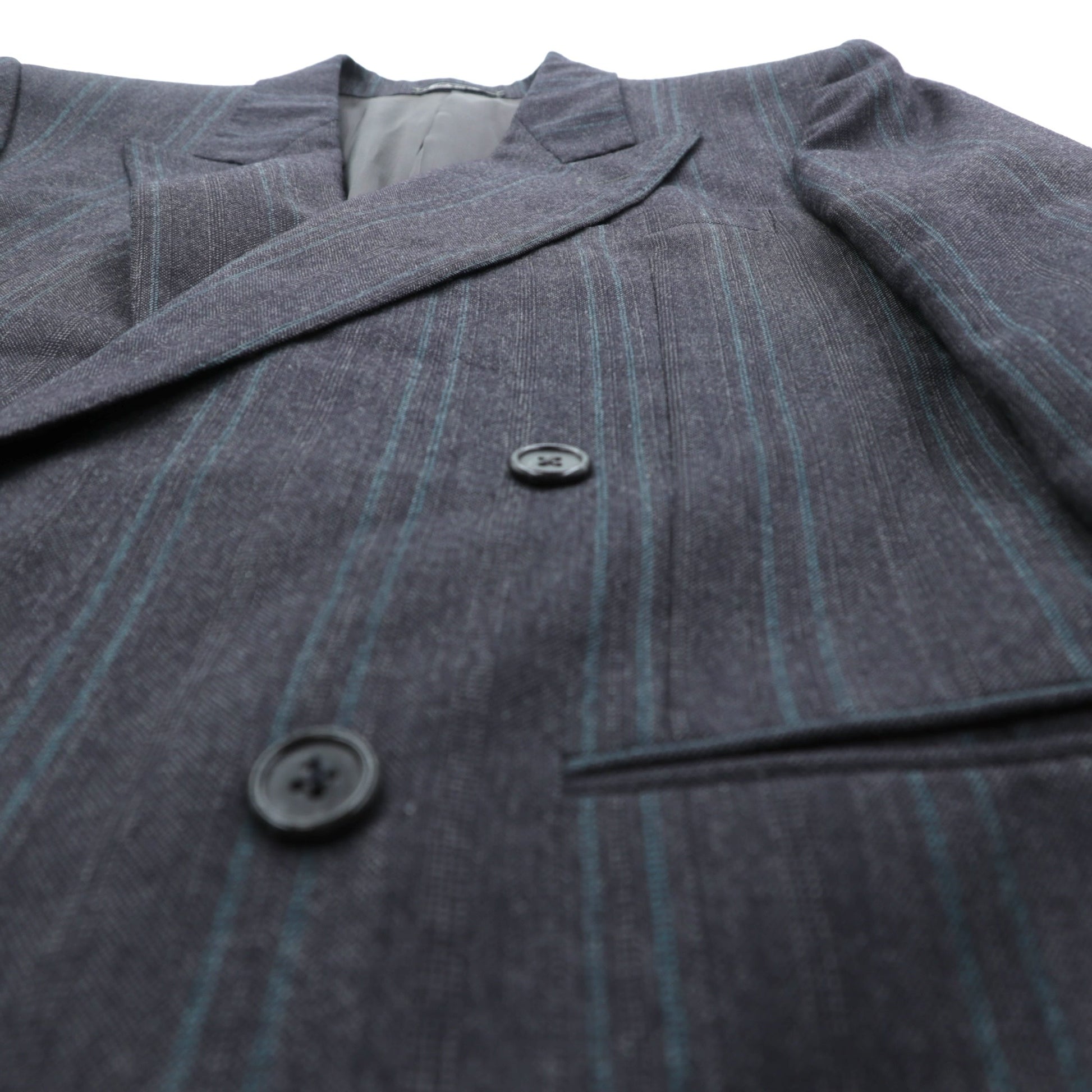 Ermenegildo Zegna イタリア製 ピークドラペル ダブルブレスト テーラードジャケット ブレザー L グレー ウール ストライプ