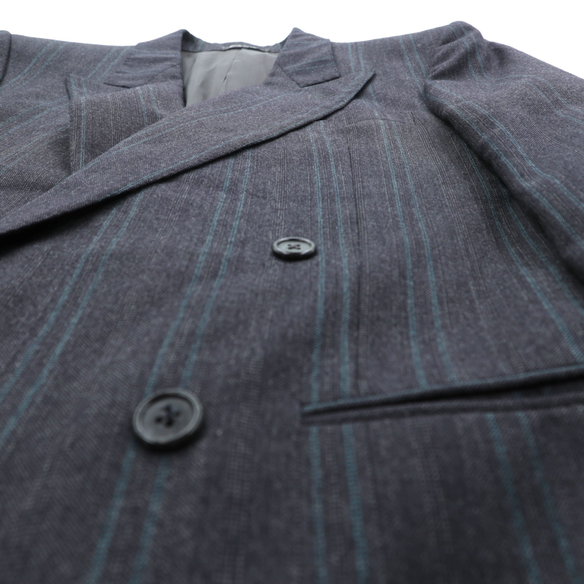 Ermenegildo Zegna イタリア製 ピークドラペル ダブルブレスト テーラードジャケット ブレザー L グレー ウール ストライプ