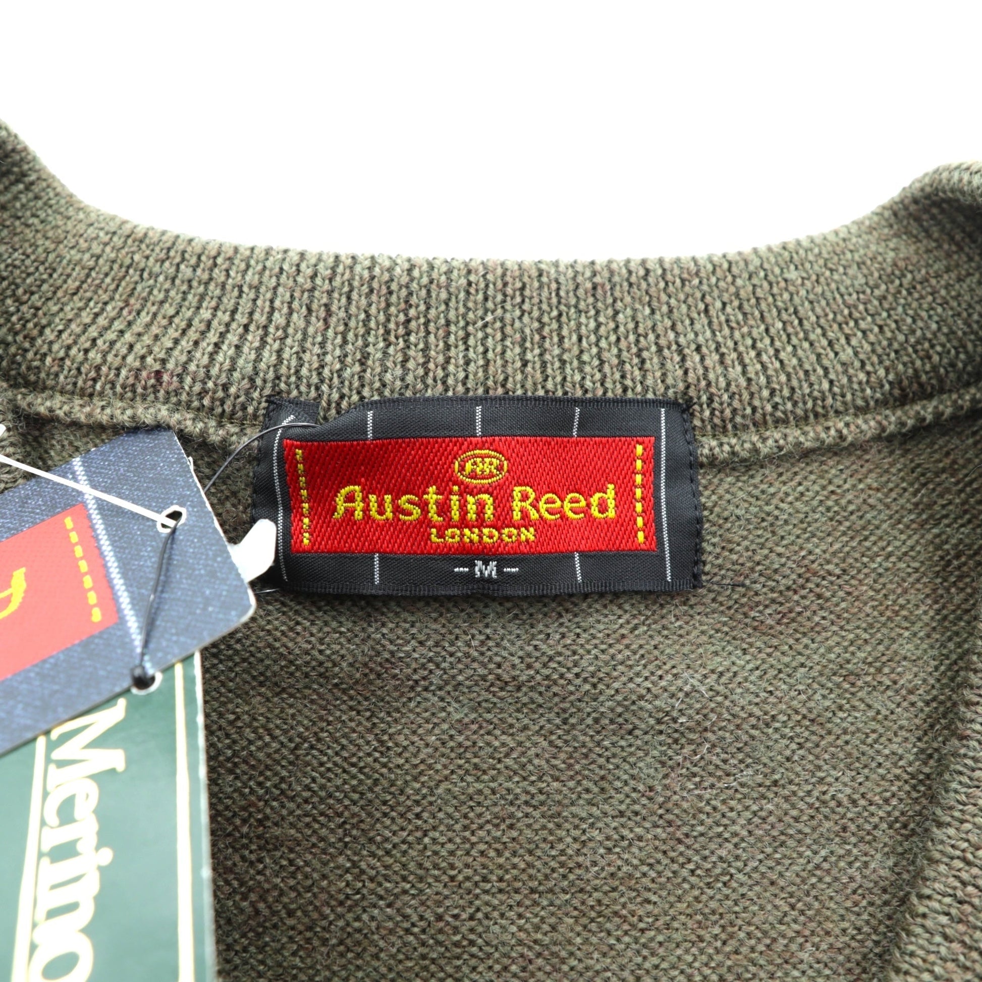 AUSTIN REED 90年代 日本製 ヴィンテージ Vネック ニット セーター M アーガイル柄 タスマニアン メリノウール 羊毛 未使用品