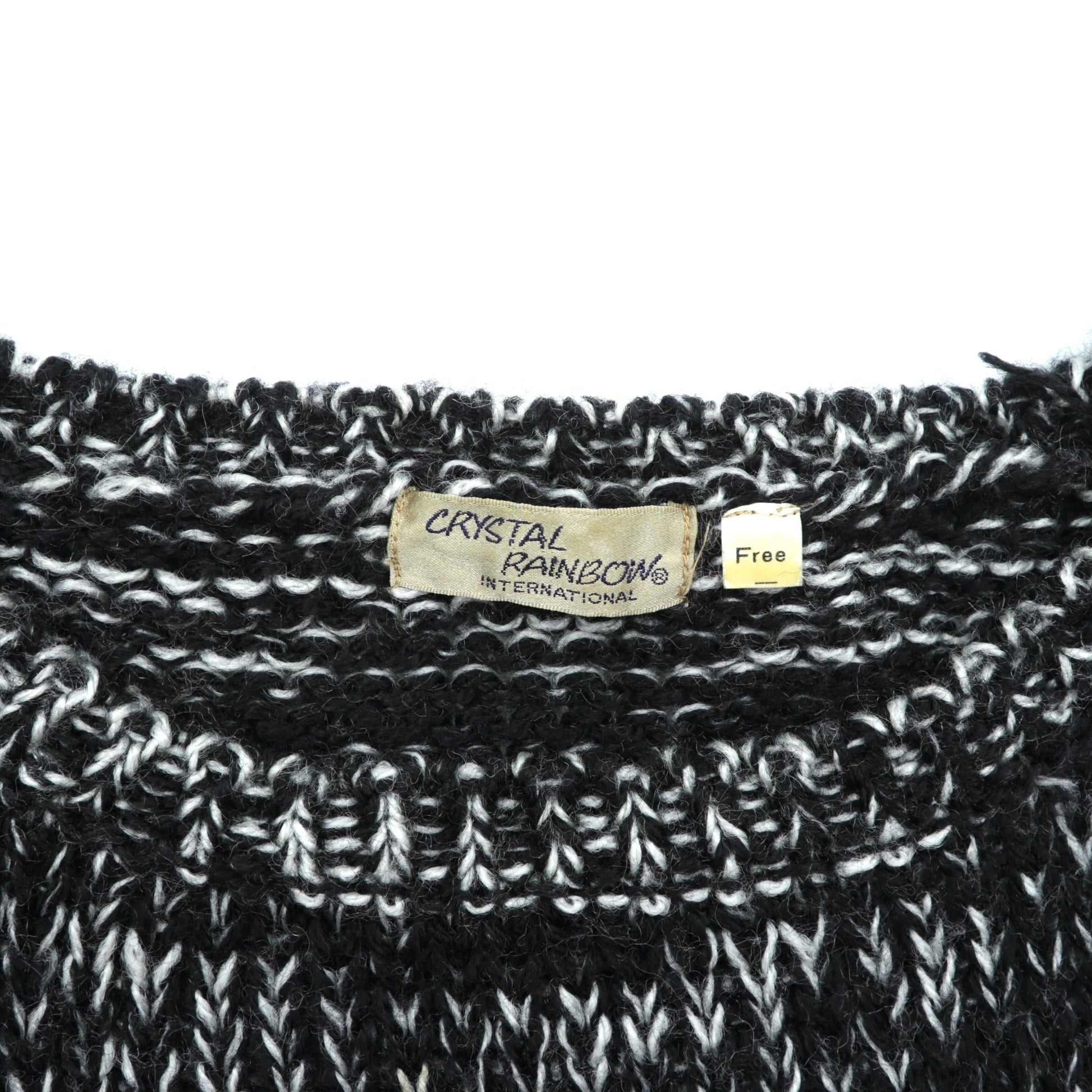 CRYSTAL RAINBOW 90年代 ヴィンテージ パッチワーク ローゲージ デザインニット セーター FREE