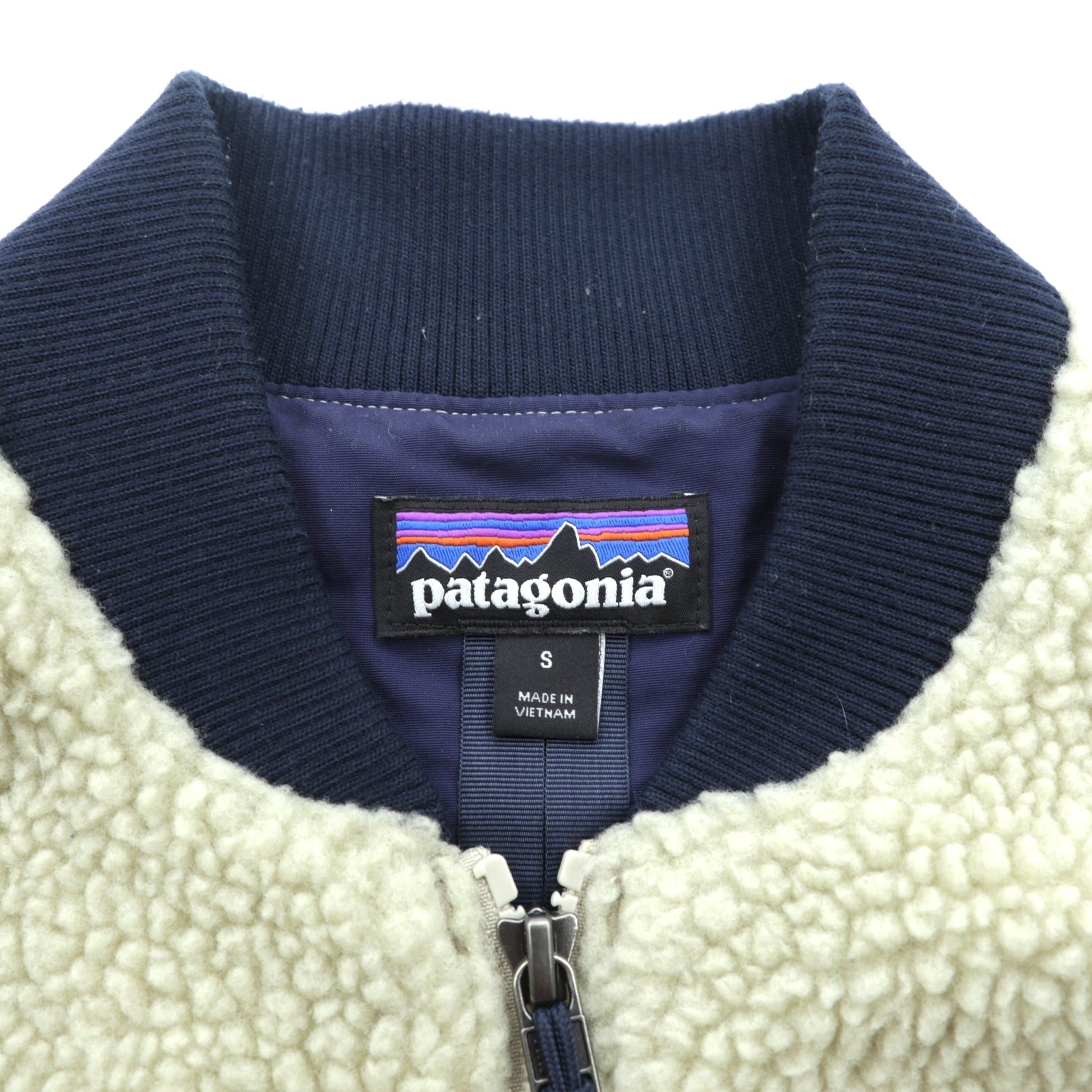 Patagonia レトロX 廃番 ボマージャケット Retro X Bomber Jkt ボア フリースジャケット S ナチュラル × ネイビー 22830