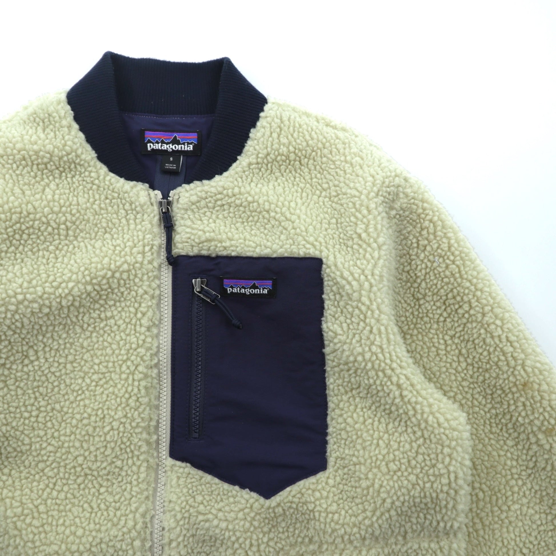 Patagonia レトロX 廃番 ボマージャケット Retro X Bomber Jkt ボア フリースジャケット S ナチュラル × ネイビー 22830